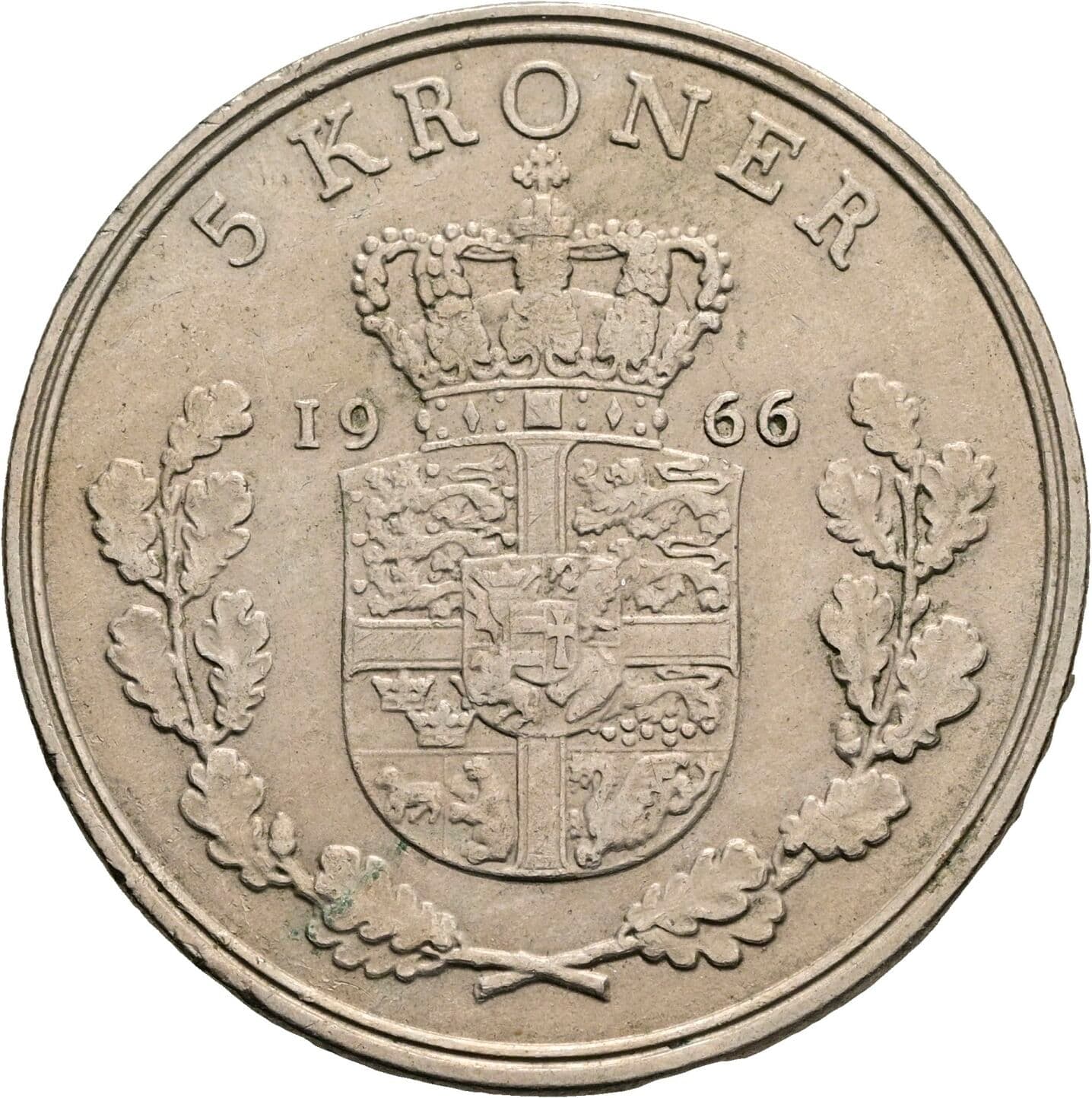 5 Kroner Friedrich IX. (1947-1972) 1966 – Rückseite