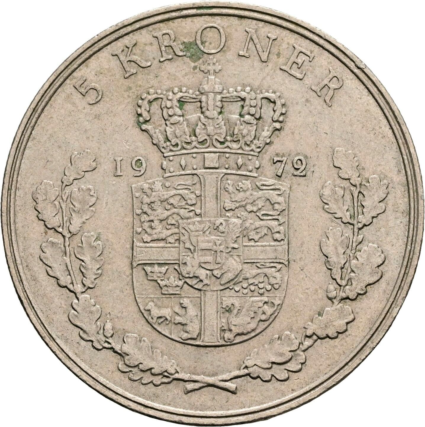 5 Kroner Friedrich IX. (1947-1972) 1972 – Rückseite