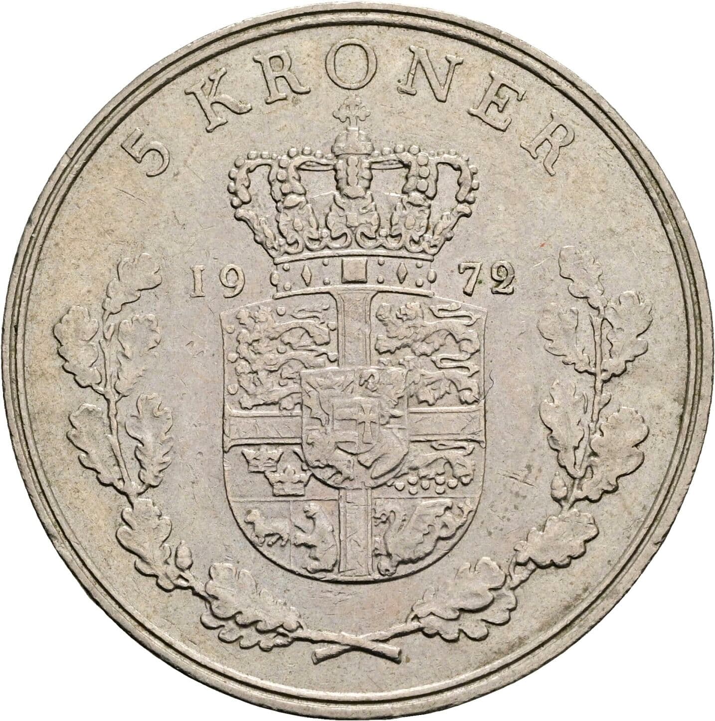 5 Kroner Friedrich IX. (1947-1972) 1972 – Rückseite