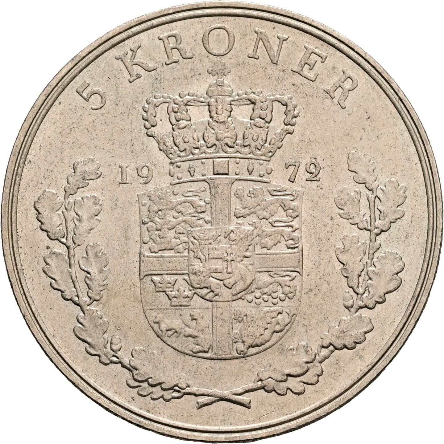 5 Kroner Friedrich IX. (1947-1972) 1972 – Rückseite