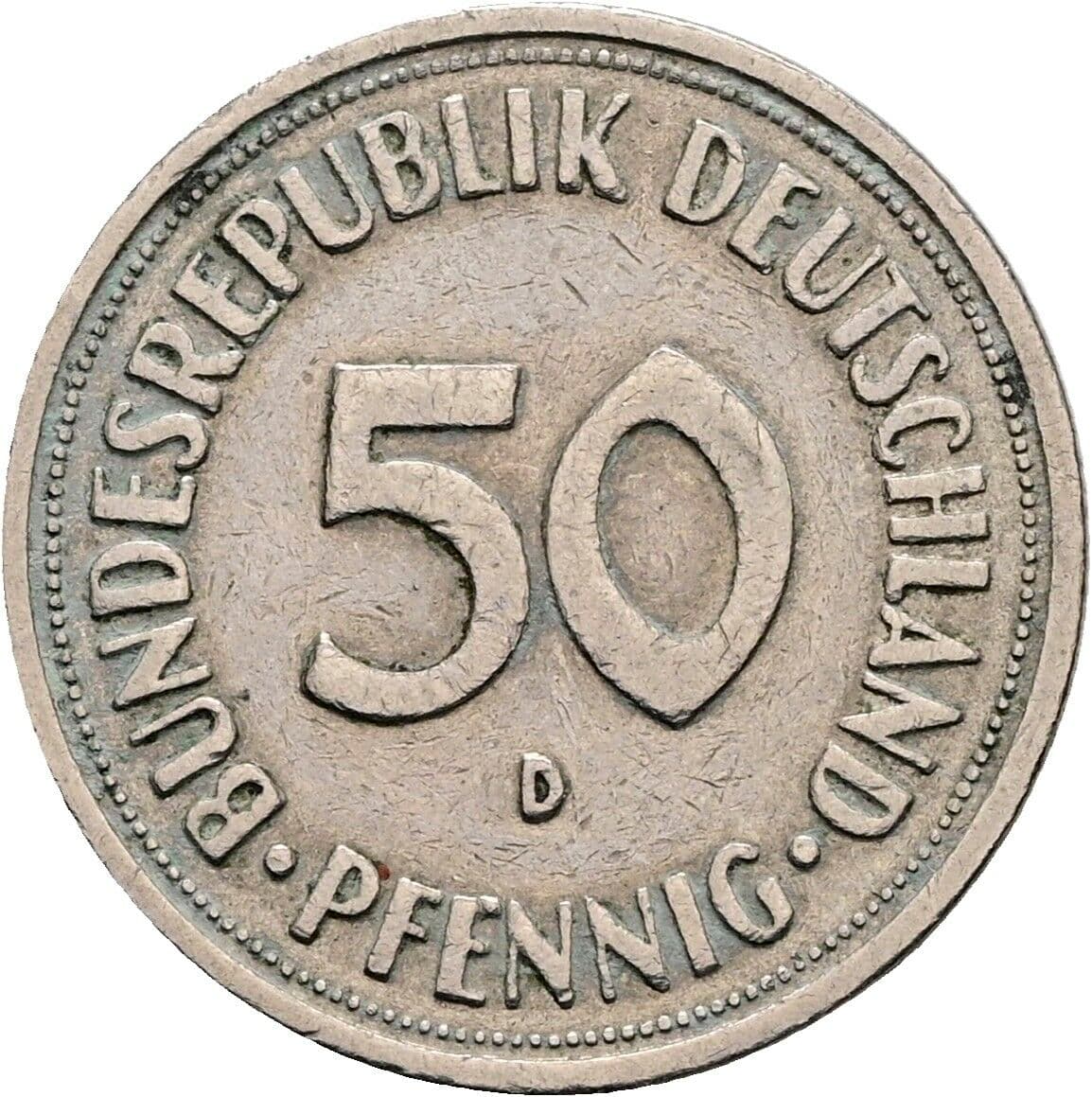 50 Pfennig 1950 D – Rückseite