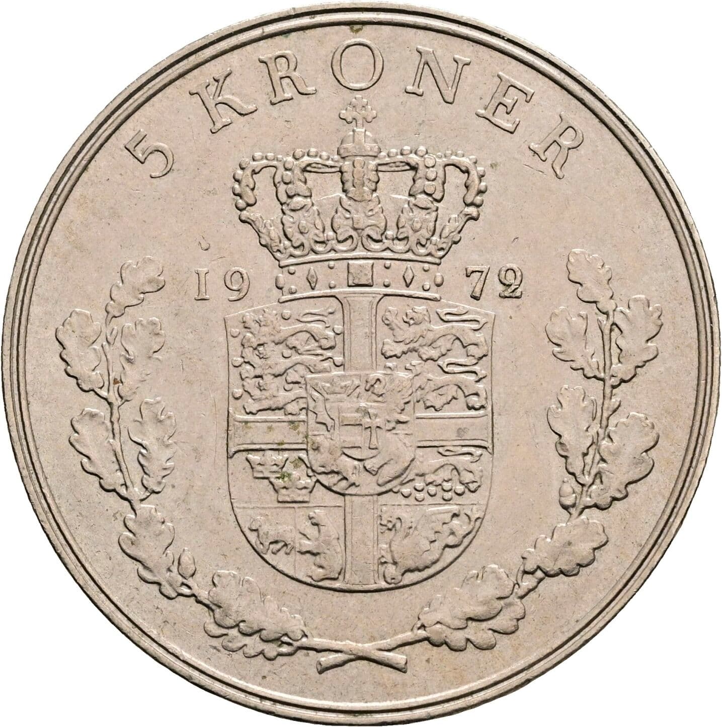 5 Kroner Friedrich IX. (1947-1972) 1972 – Rückseite