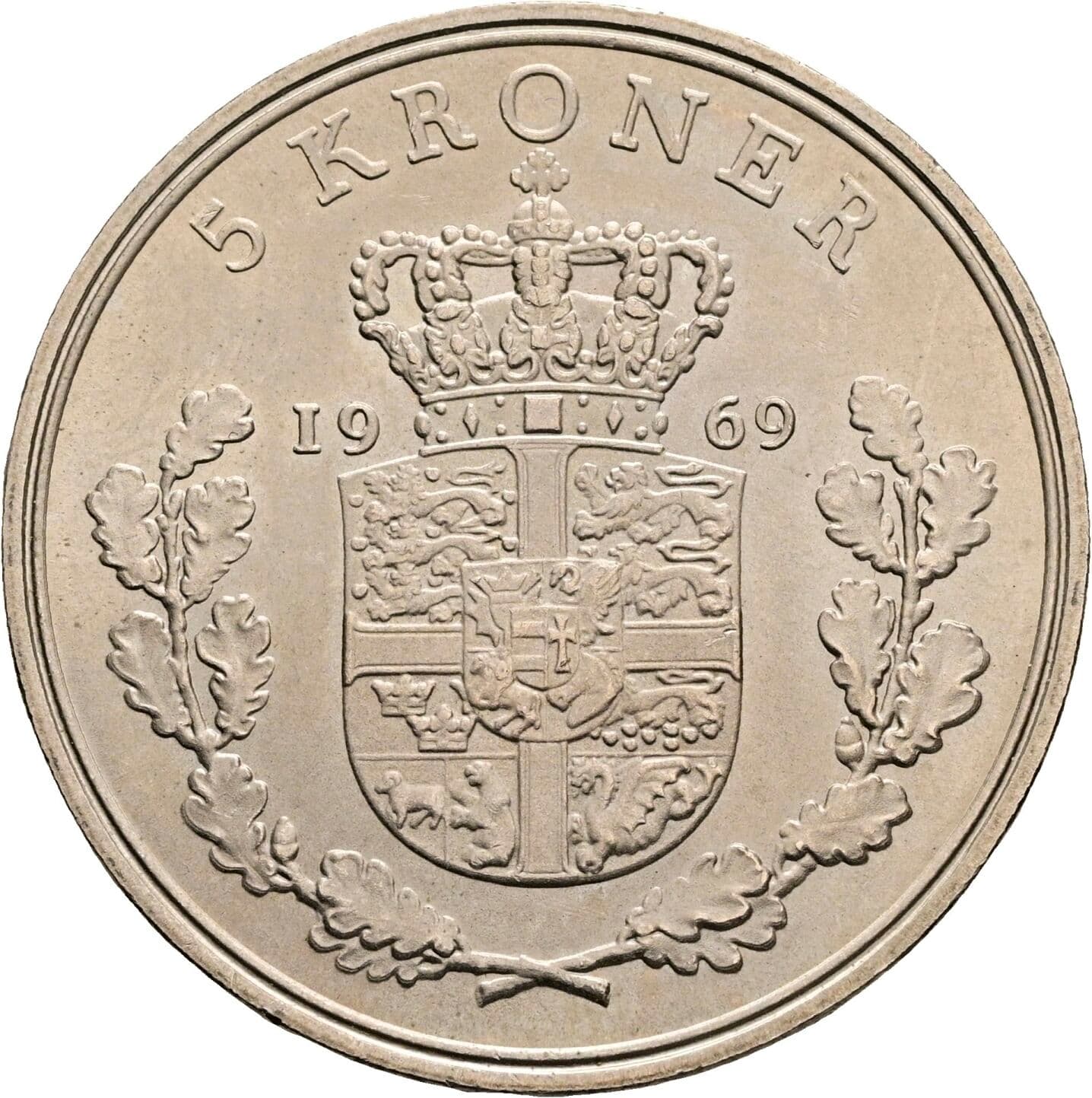 5 Kroner Friedrich IX. (1947-1972) 1969 – Rückseite