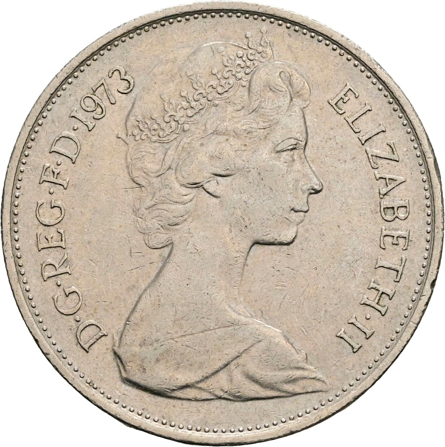 10 New Pence 1973 – Vorderseite
