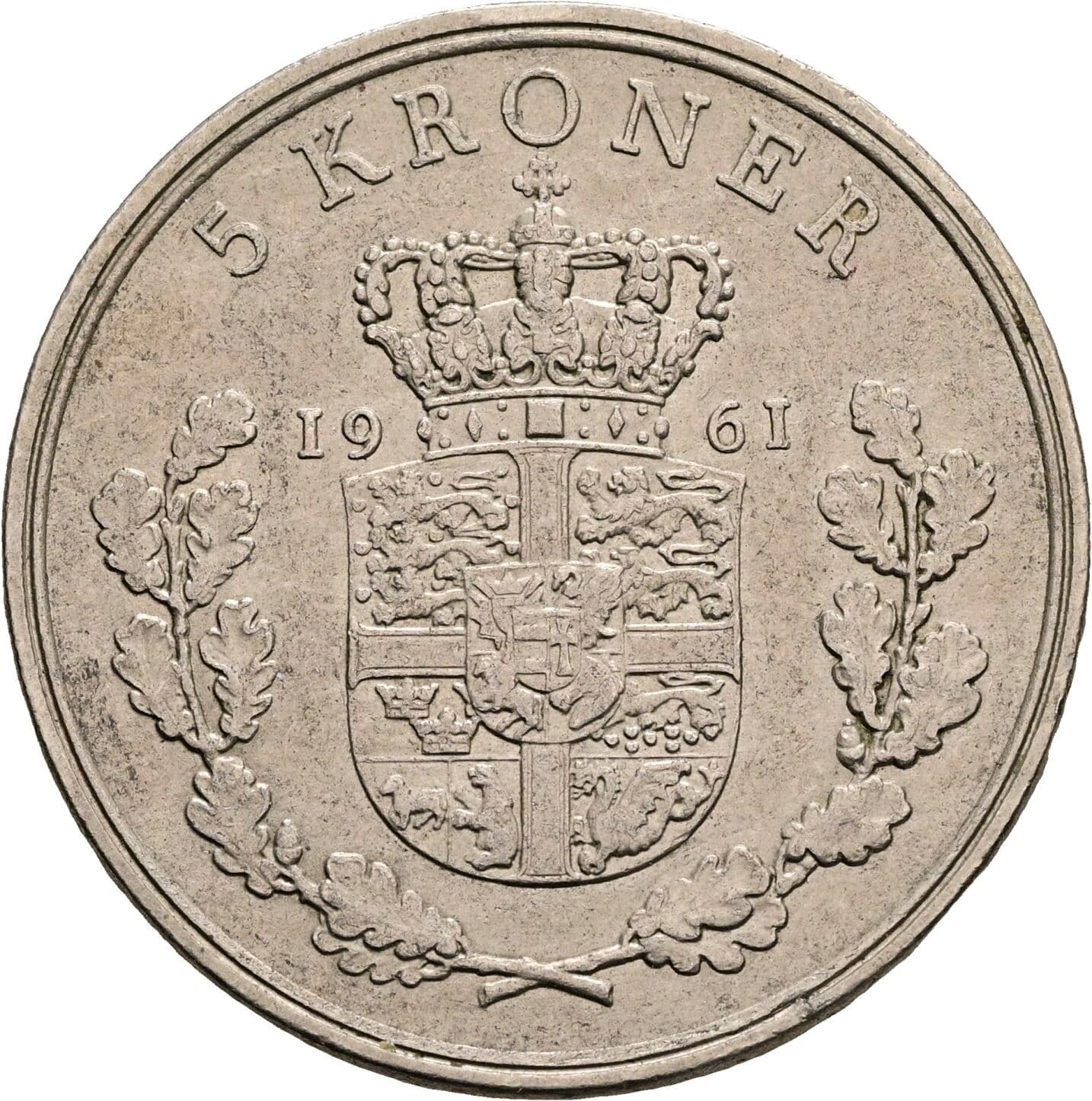 5 Kroner Friedrich IX. (1947-1972) 1961 – Rückseite