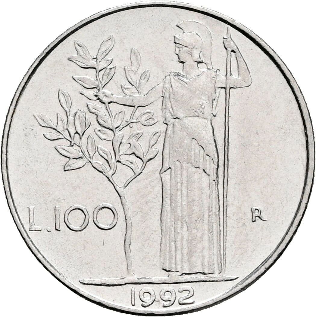 100 Lire 1992 – Rückseite