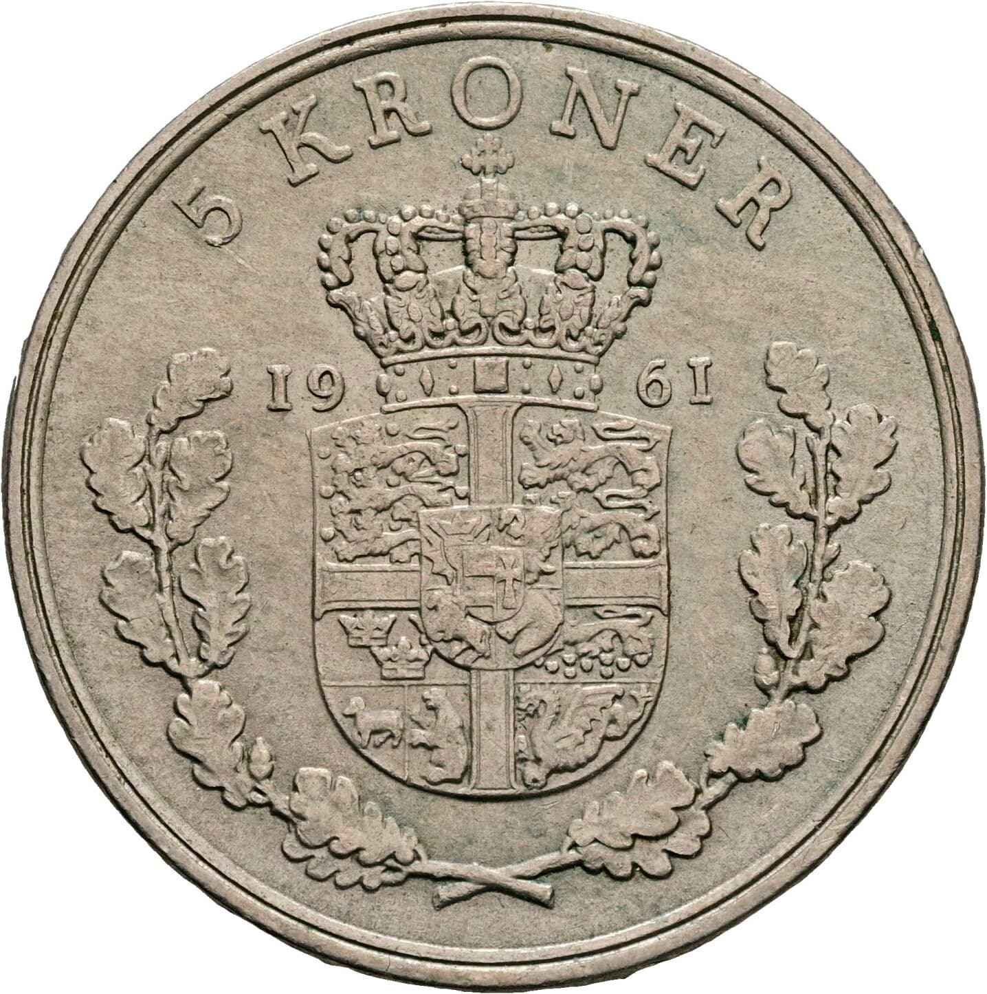 5 Kroner Frederick IX (1947 - 1972) 1961 – Rückseite