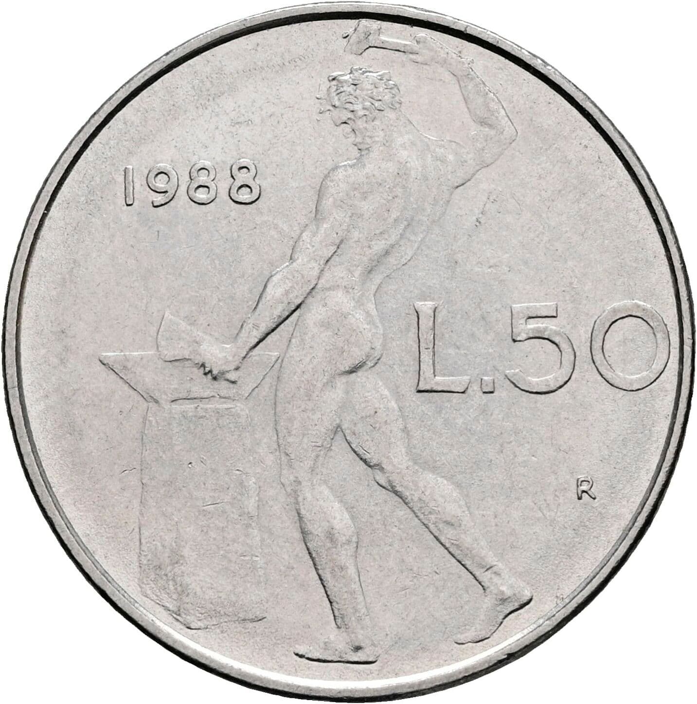 50 Lire 1988 – Rückseite