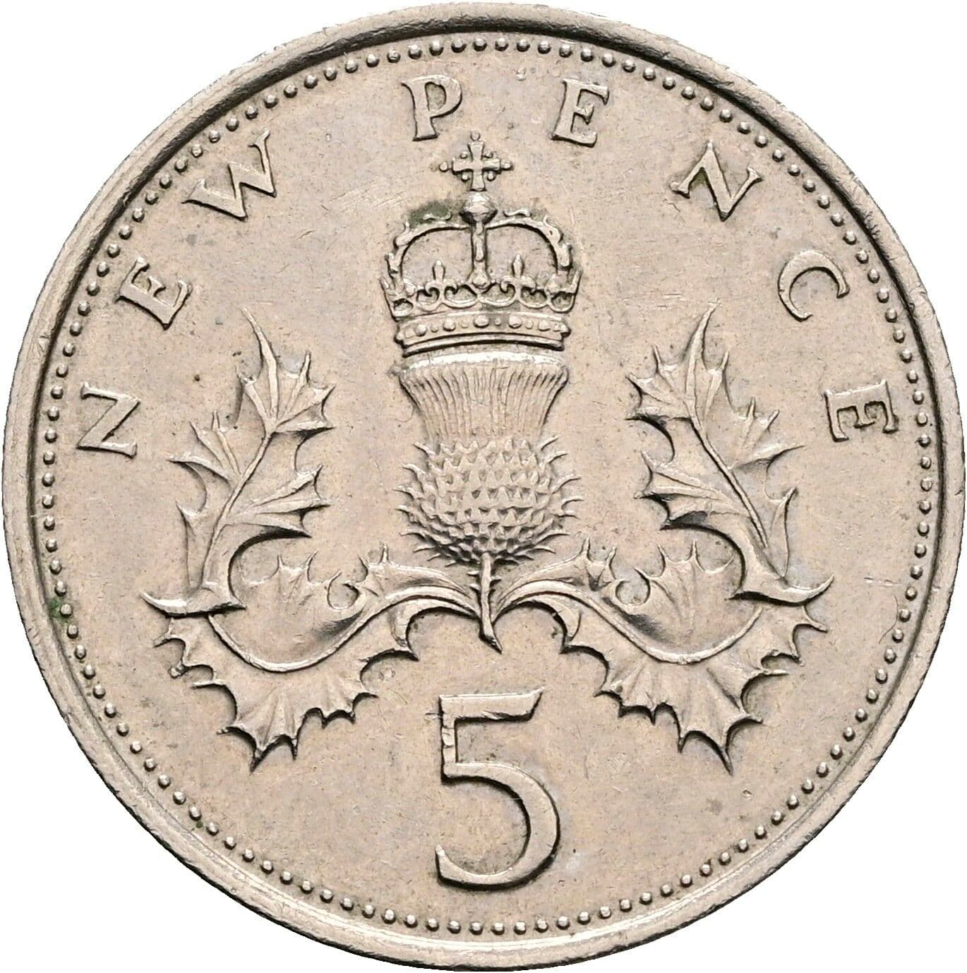 5 New Pence Elisabeth II. 1952-2022 1971 – Rückseite