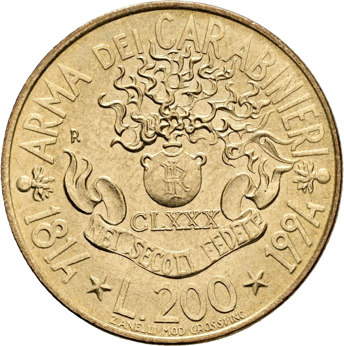 200 Lire 1994 – Rückseite