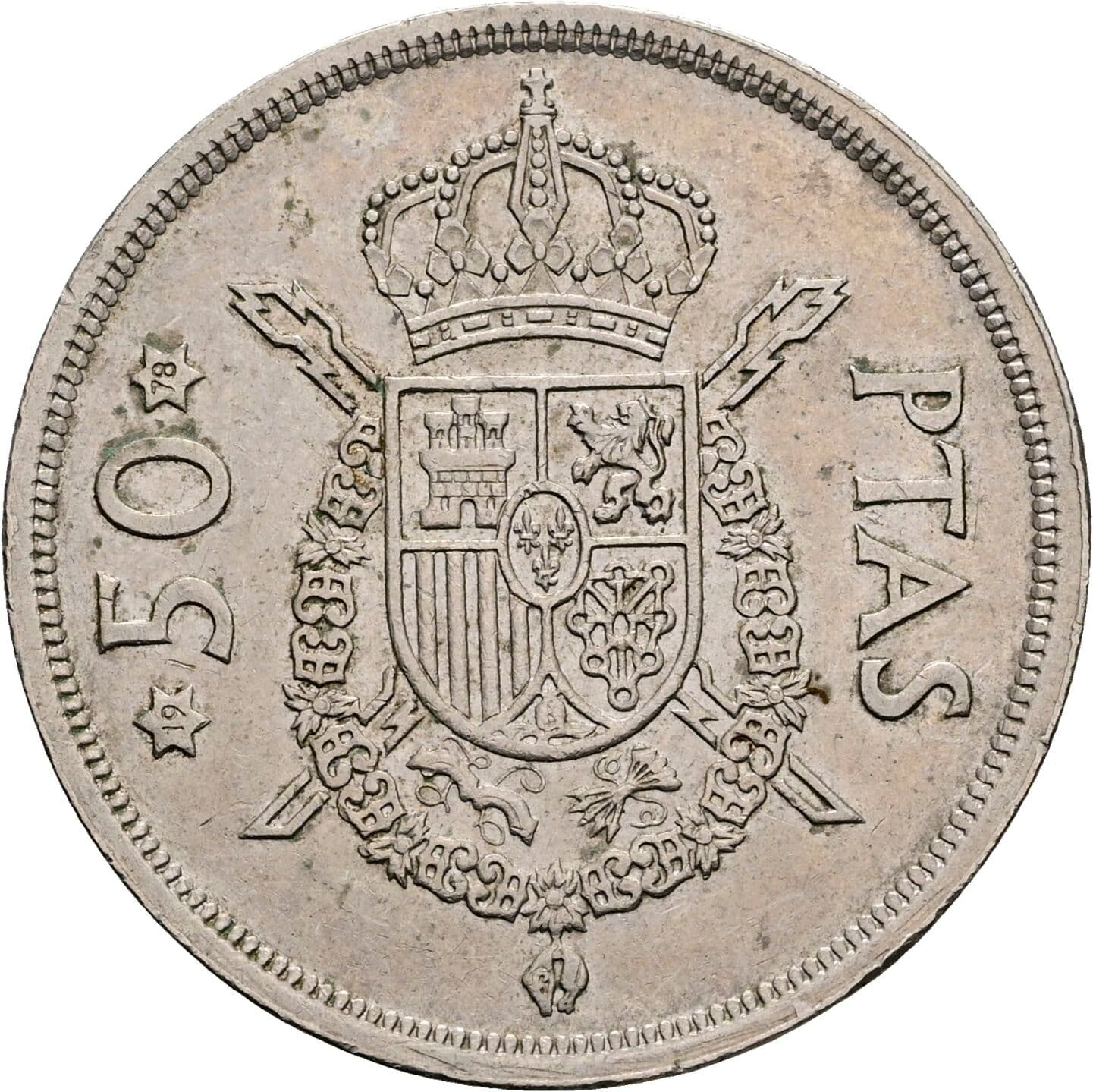 50 Pesetas Juan Carlos I. 1975 – Rückseite