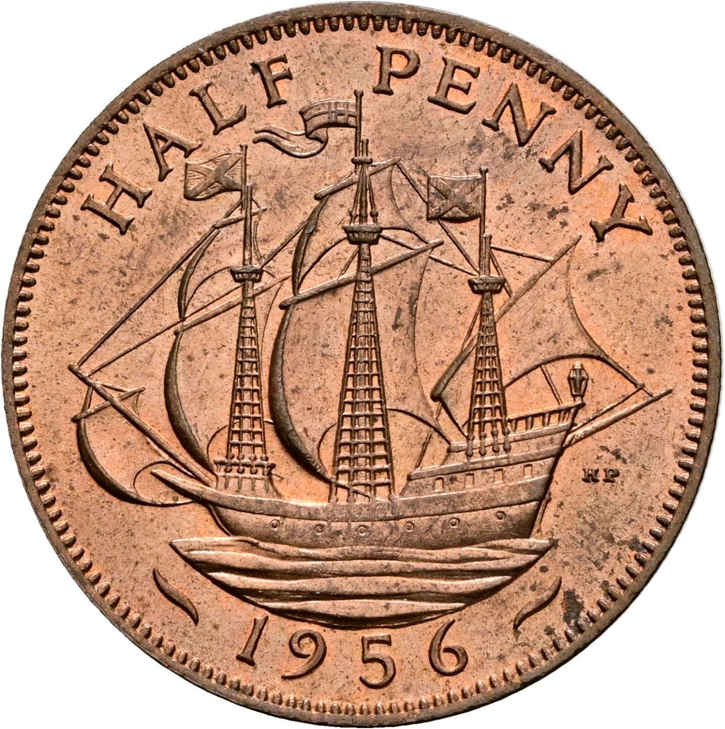 Half Penny Elisabeth II. 1952-2022 1956 – Rückseite