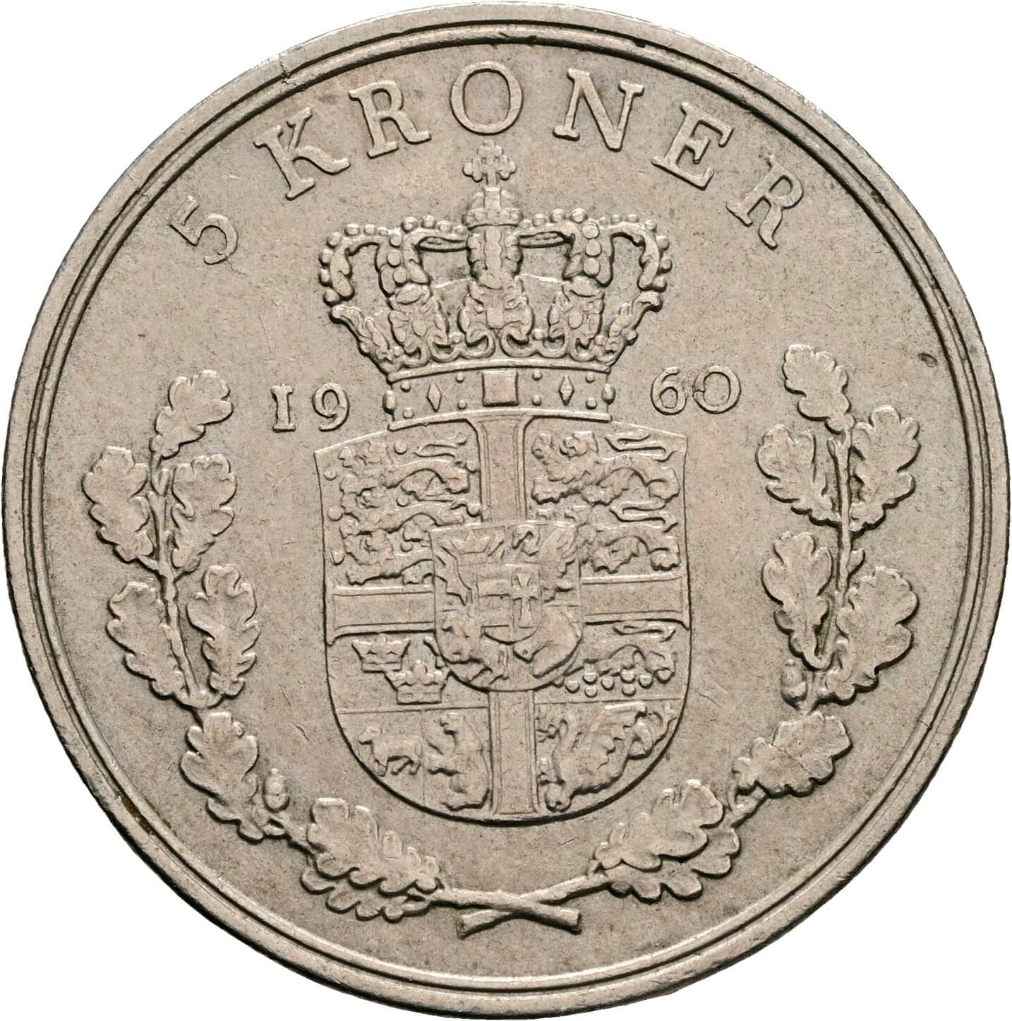 5 Kroner Frederick IX (1947 - 1972) 1960 – Rückseite