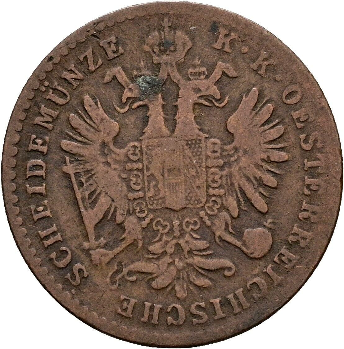 1 Kreuzer Franz Joseph I. 1848-1916 1863 E, Karlsburg – Rückseite