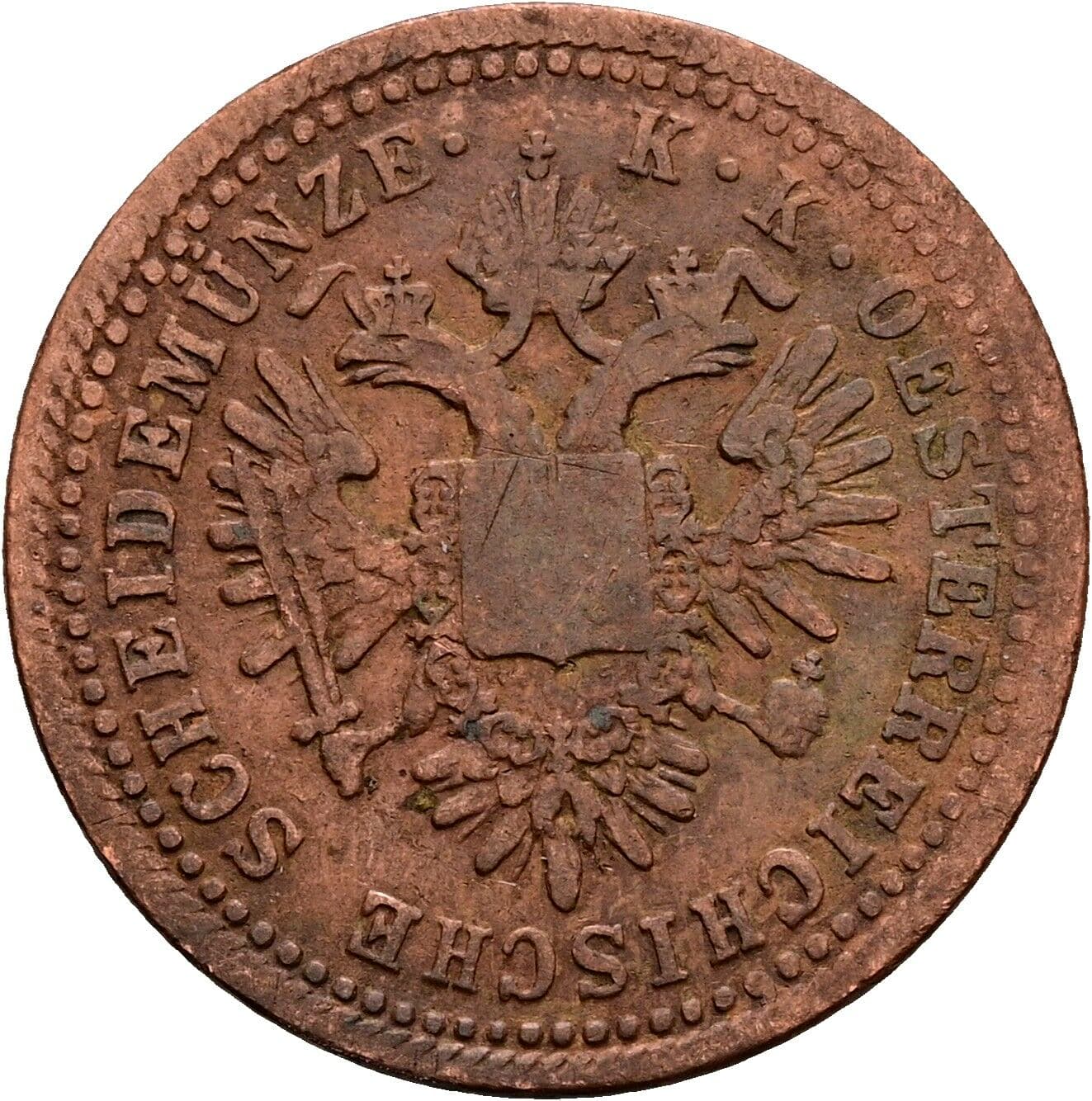 1 Kreuzer Franz Joseph I. 1848-1916 1851 B, Kremnitz – Rückseite