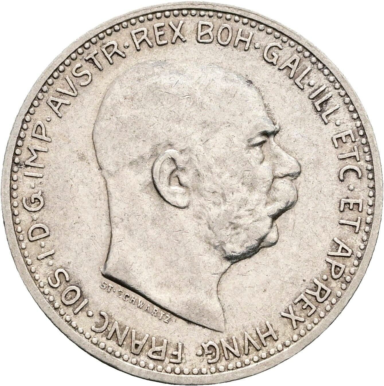 1 Krone Franz Joseph I. 1848-1916 1912, Wien – Vorderseite