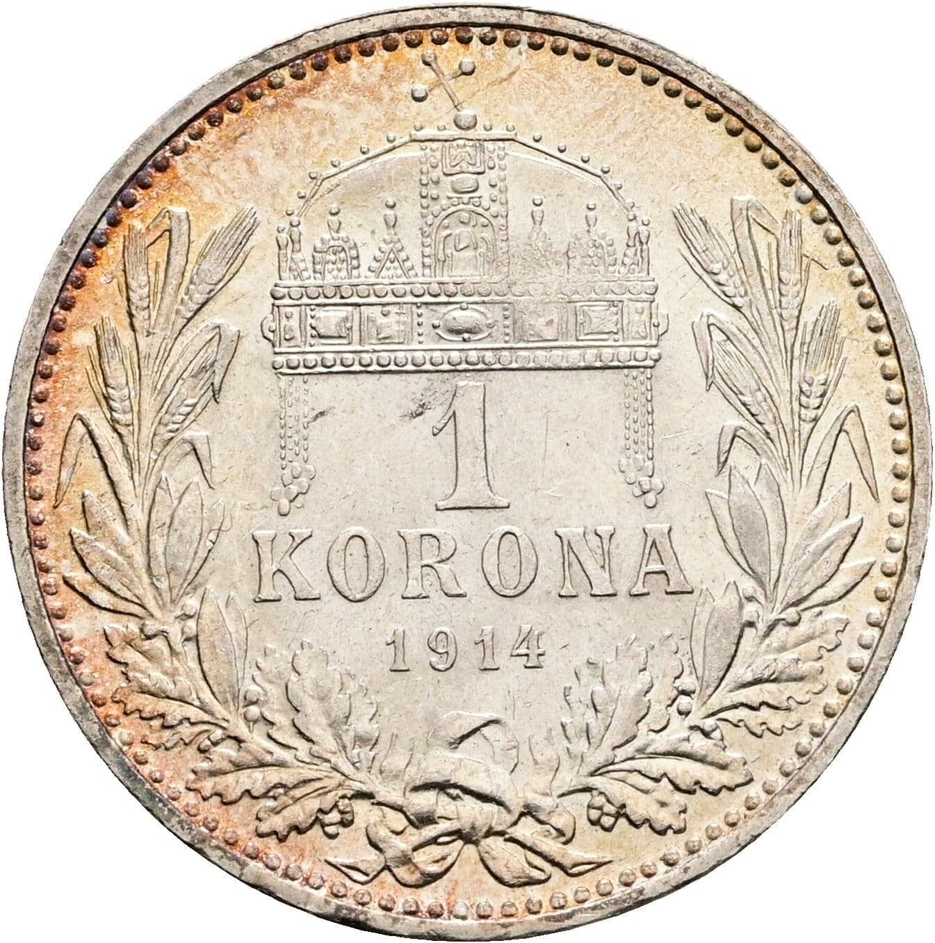 1 Korona Franz Joseph I. 1848-1916 1914 KB, Kremnitz – Rückseite
