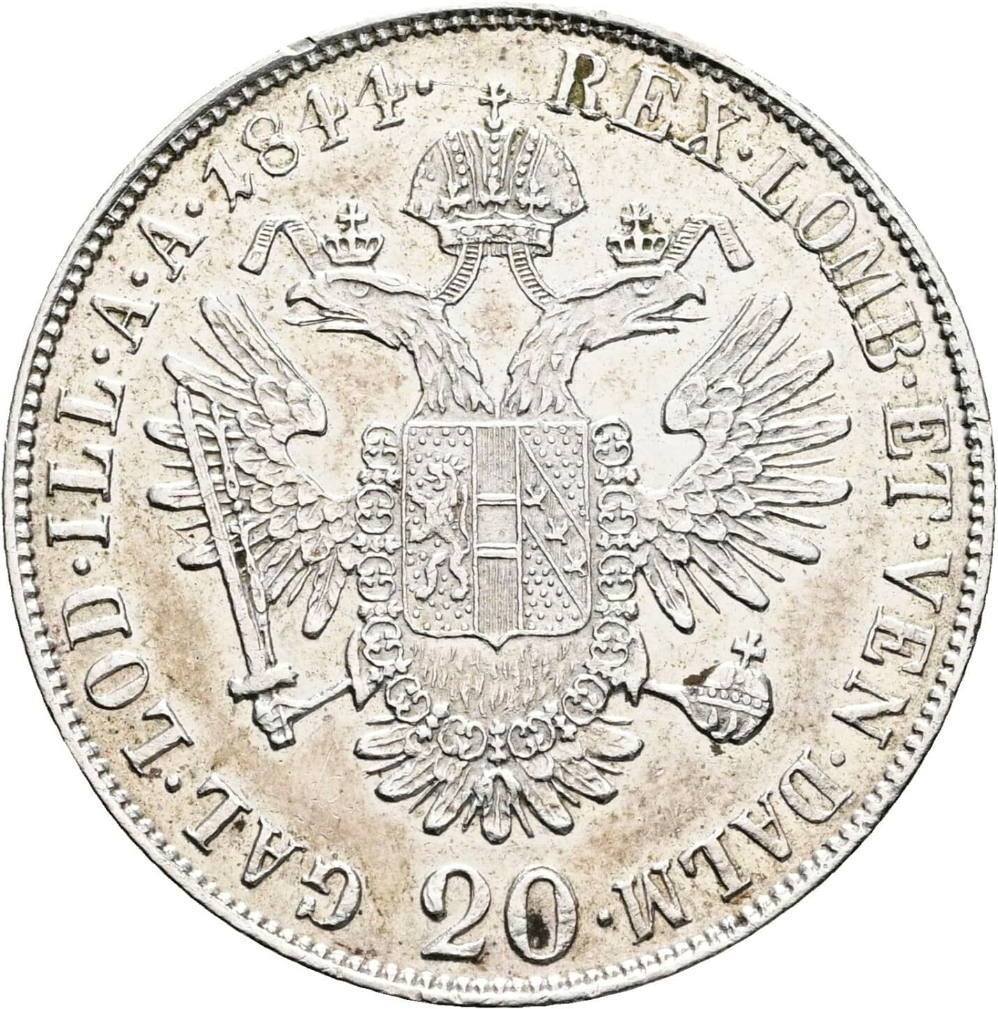 20 Kreuzer Ferdinand I. 1835-1848 1844 M, Mailand – Rückseite