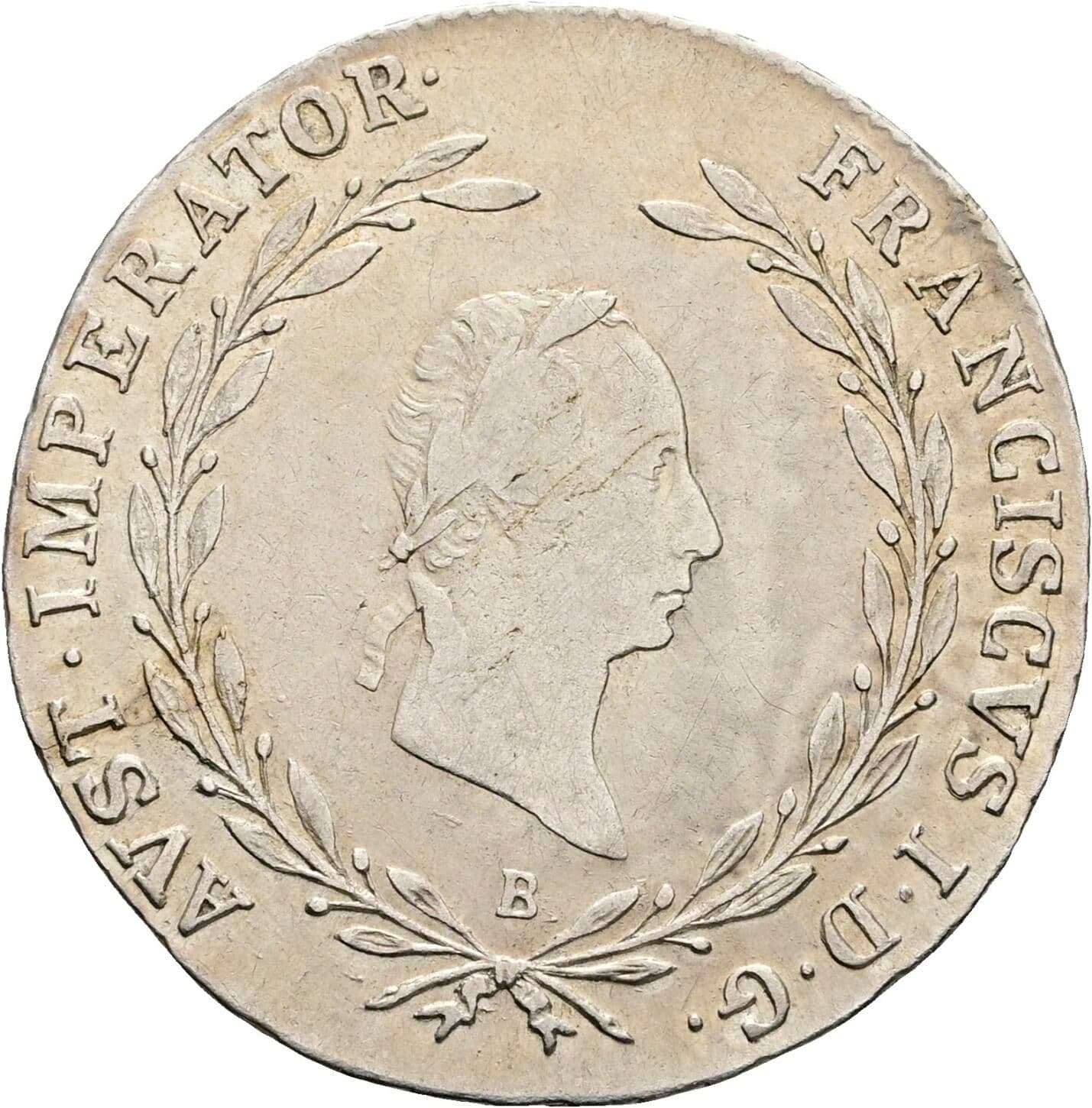 20 Kreuzer Franz II. (I). 1792-1835 1828 B, Kremnitz – Vorderseite