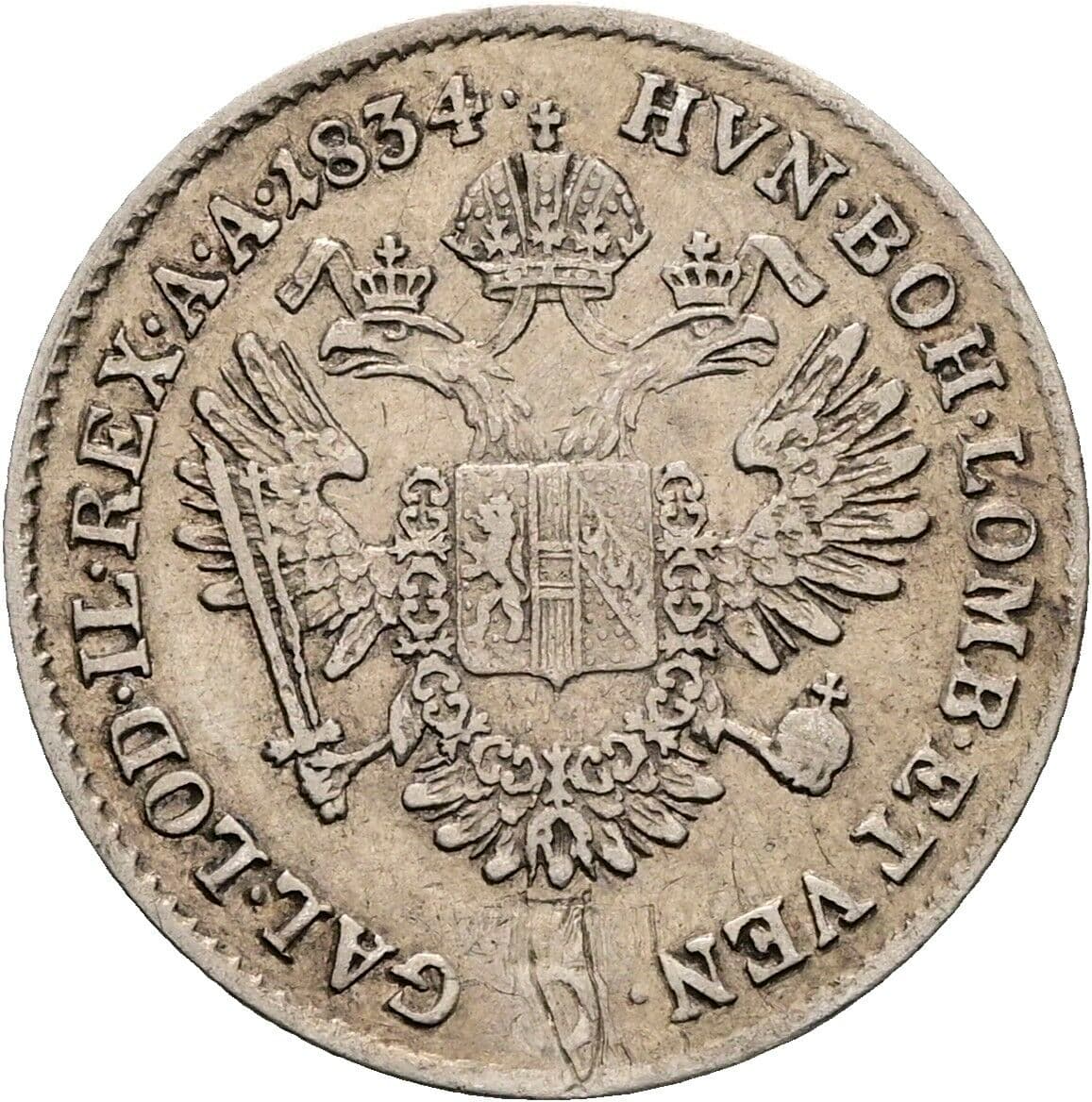 5 Kreuzer Franz II. (I). 1792-1835 1834 A, Wien – Rückseite