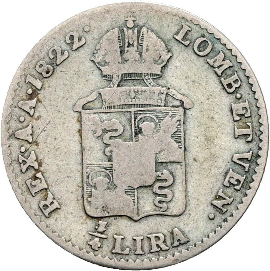 1/4 Lira Franz II. (I). 1792-1835 1822 M, Mailand – Rückseite