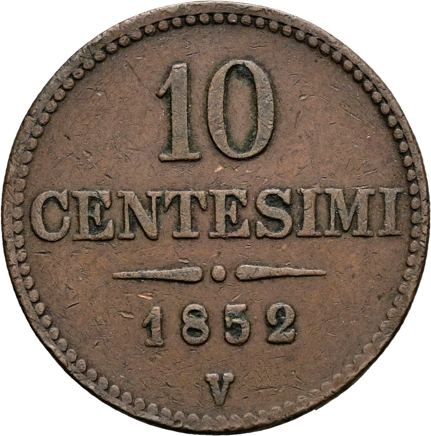 10 Centesimi Franz Joseph I. 1848-1916 1852 V, Venedig – Vorderseite