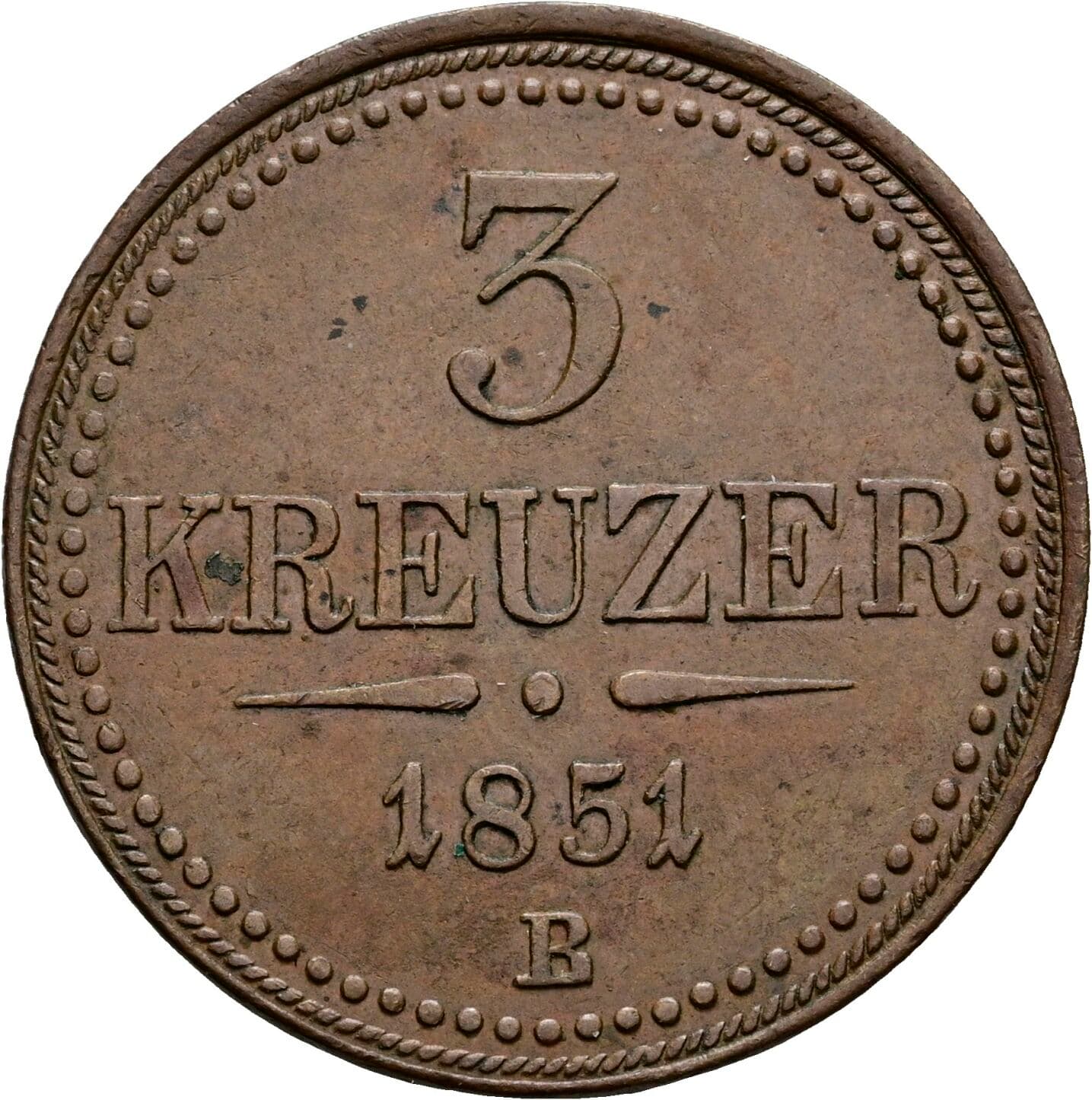 3 Kreuzer Franz Joseph I. 1848-1916 1851 B, Kremnitz – Vorderseite
