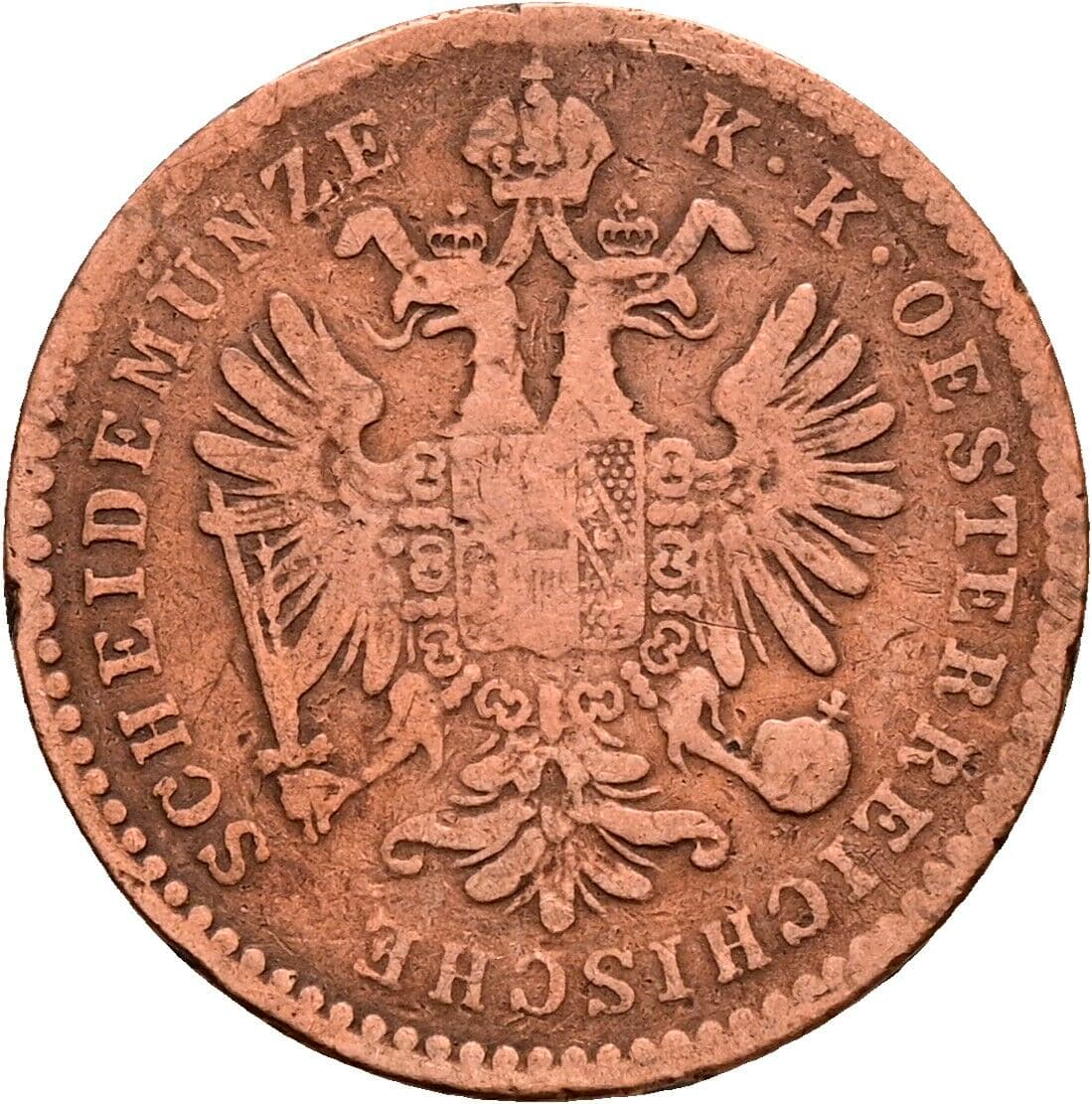 1 Kreuzer Franz Joseph I. 1848-1916 1861 B, Kremnitz – Rückseite