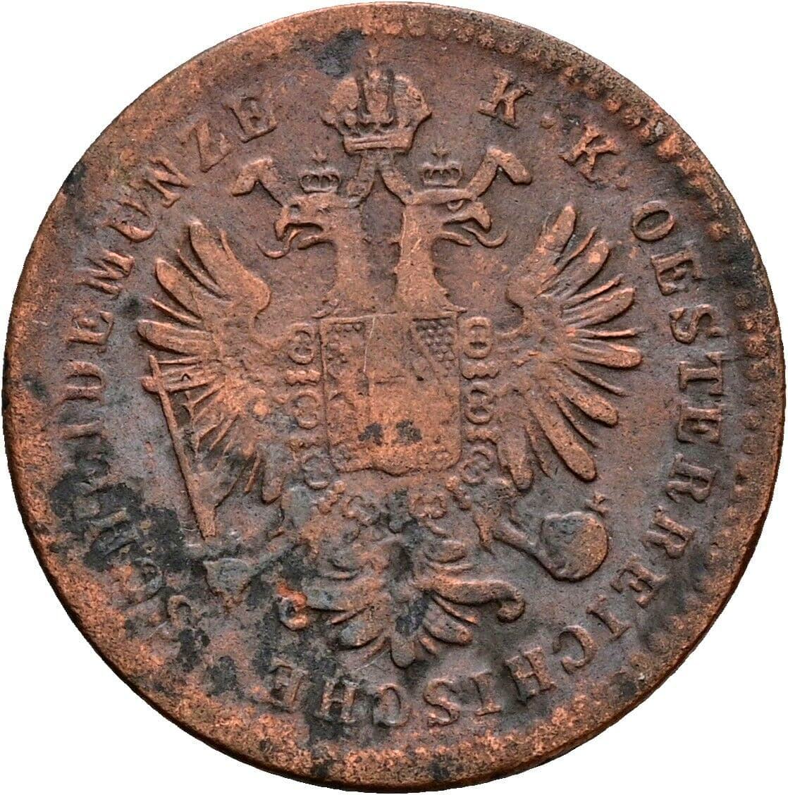 1 Kreuzer Franz Joseph I. 1848-1916 1860 E, Karlsburg – Rückseite