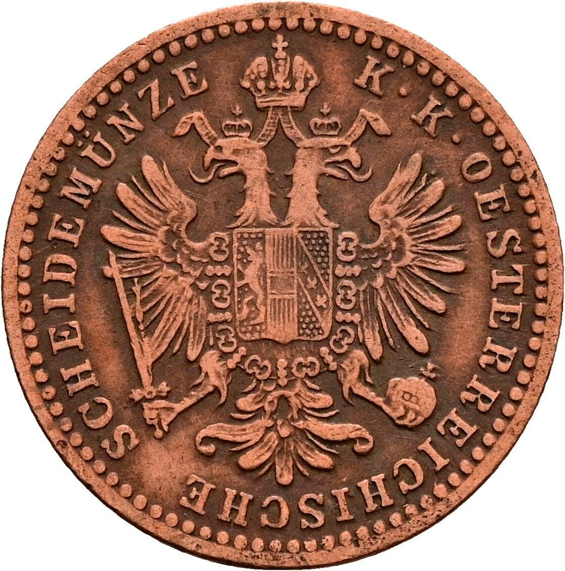 1 Kreuzer Franz Joseph I. 1848-1916 1860 A, Wien – Rückseite