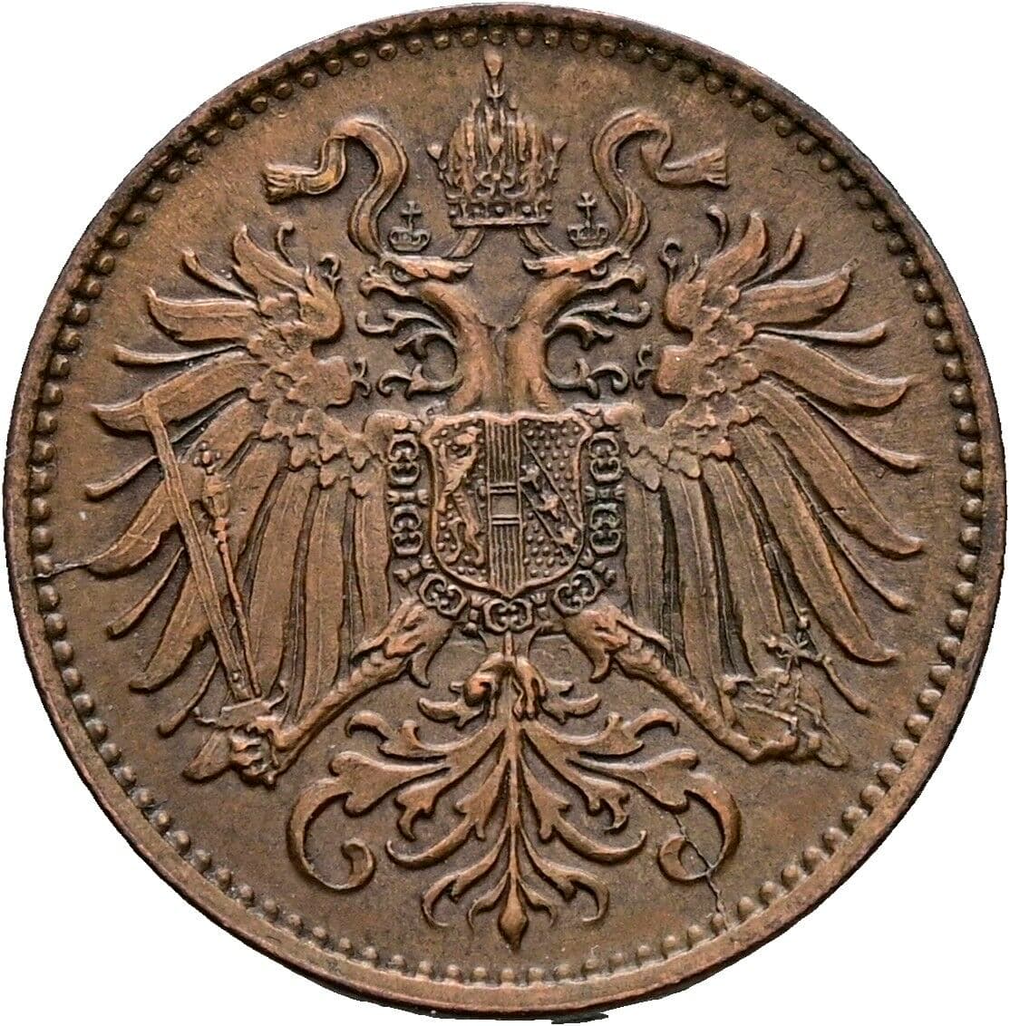 2 Heller Franz Joseph I. 1848-1916 1893, Wien – Rückseite