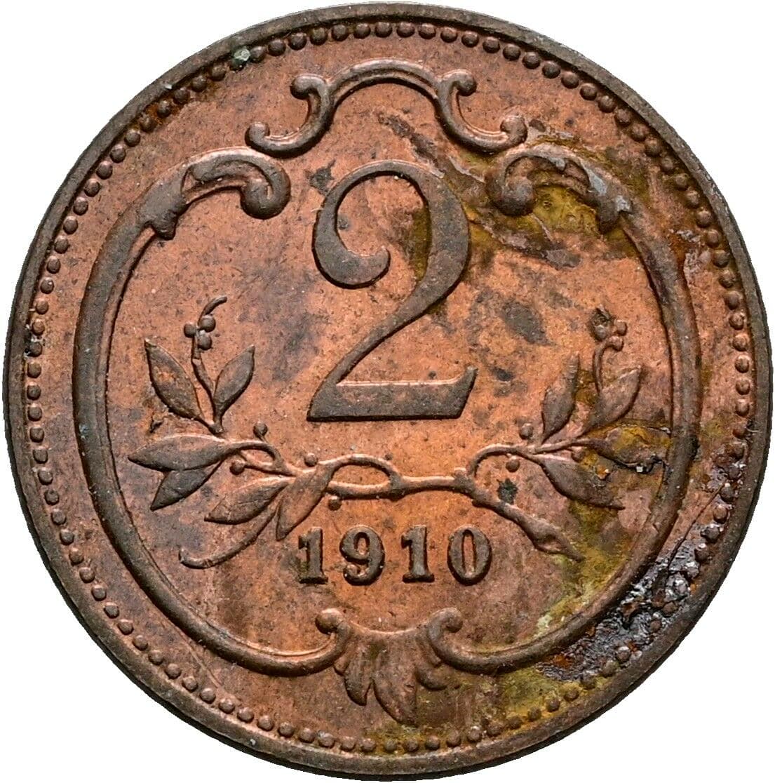 2 Heller Franz Joseph I. 1848-1916 1910, Wien – Vorderseite