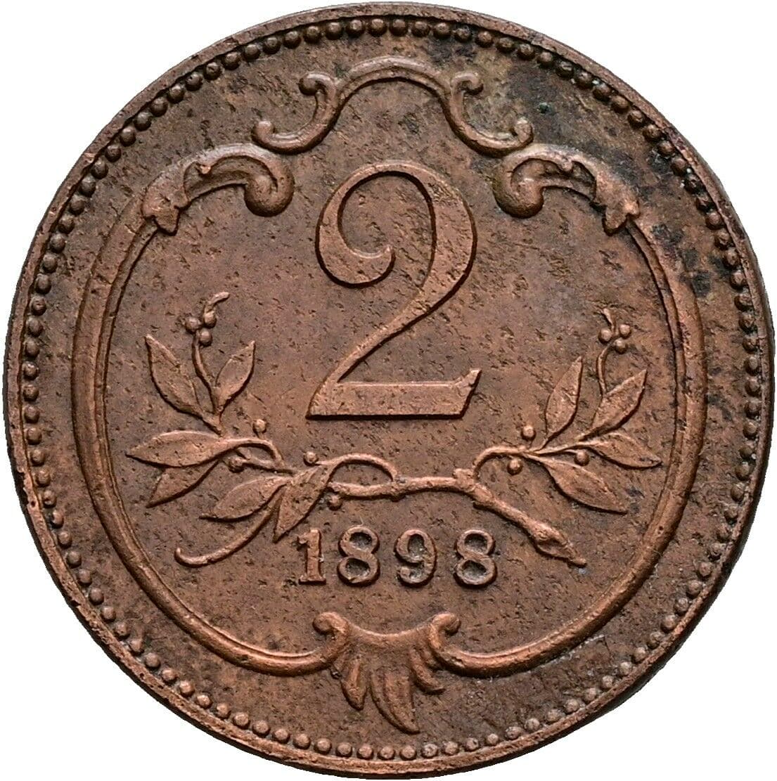 2 Heller Franz Joseph I. 1848-1916 1898, Wien – Vorderseite