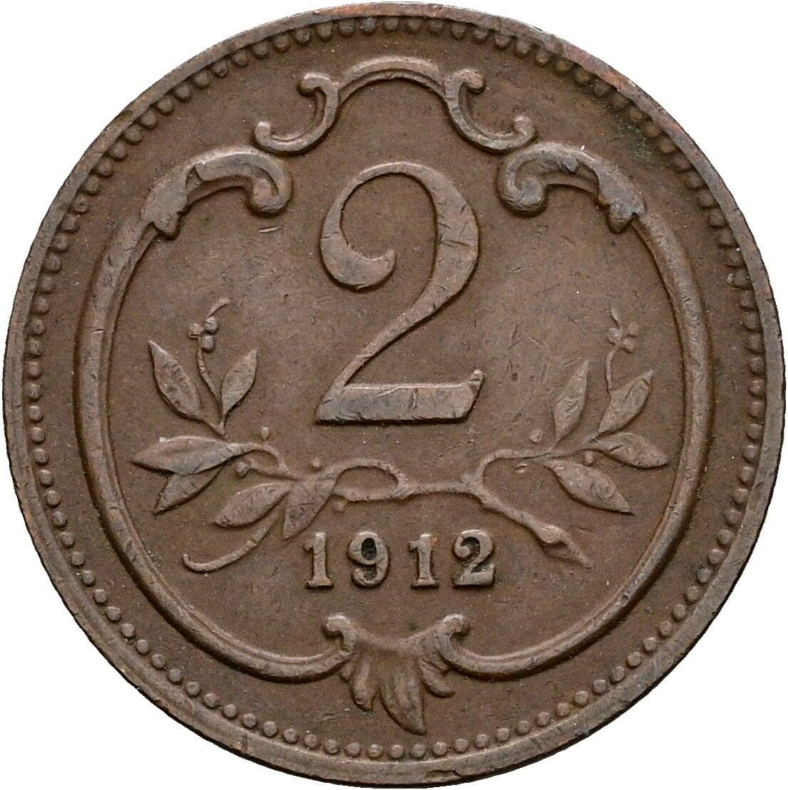 2 Heller Franz Joseph I. 1848-1916 1912, Wien – Vorderseite