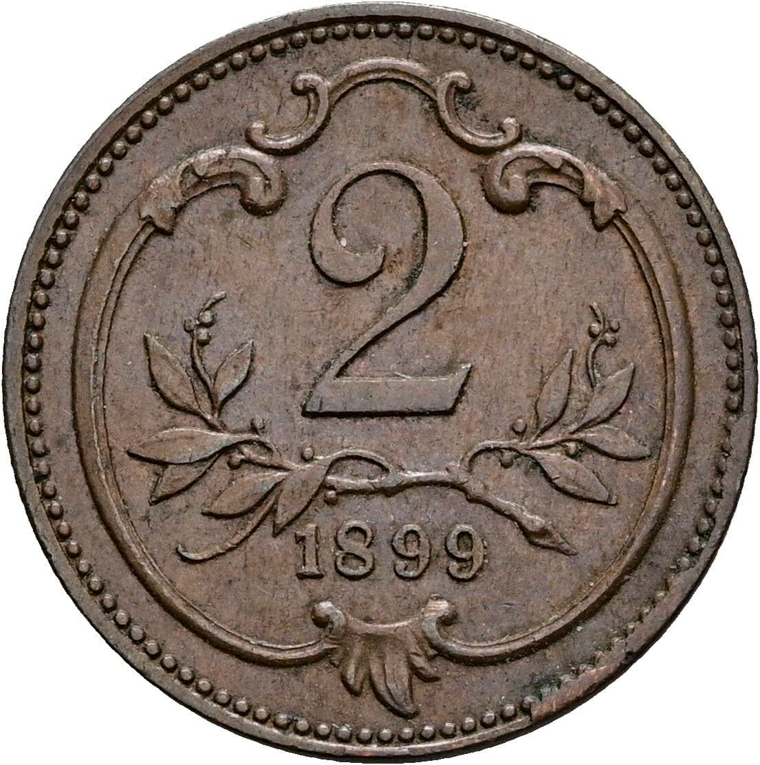 2 Heller Franz Joseph I. 1848-1916 1899, Wien – Vorderseite