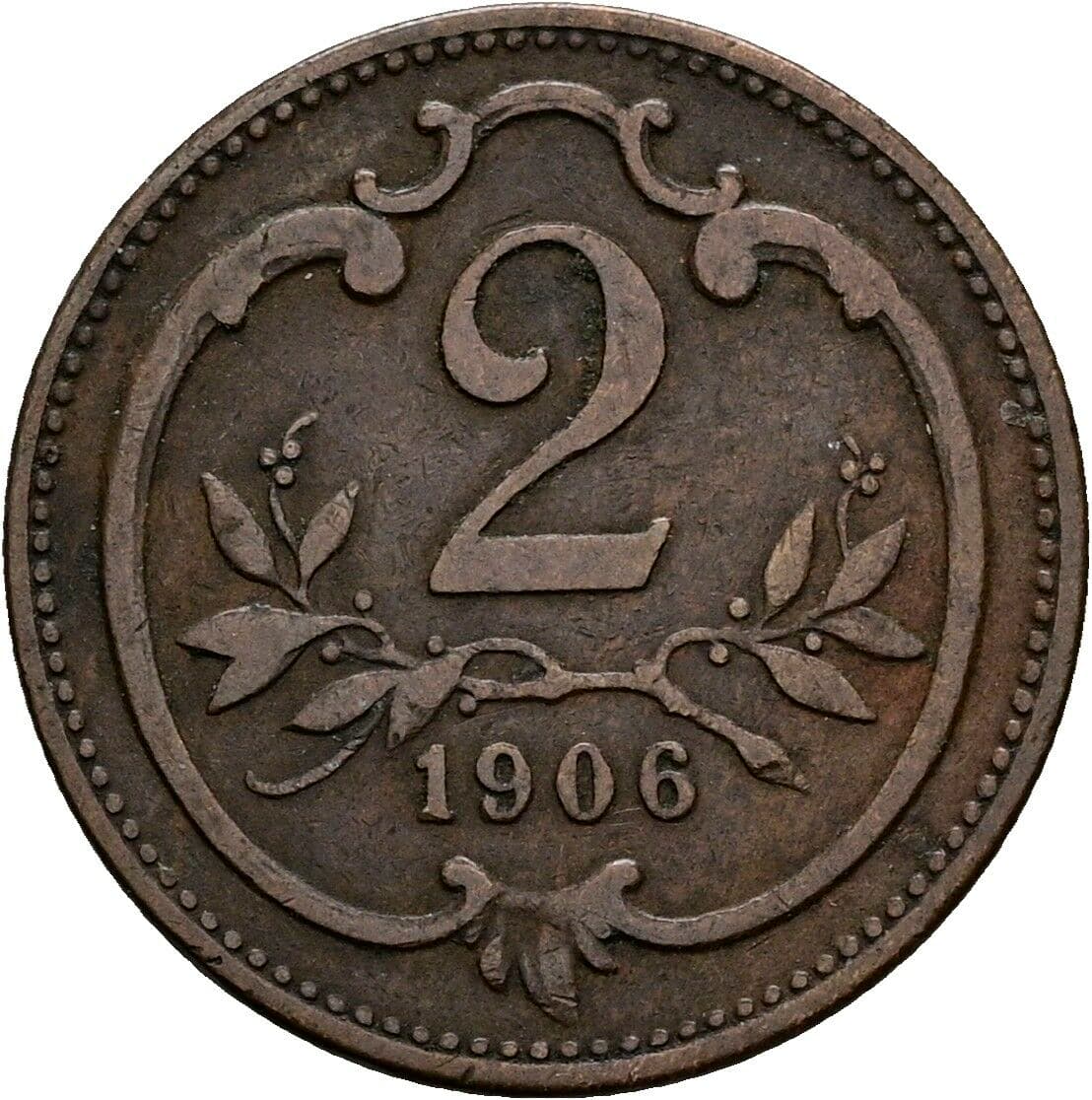 2 Heller Franz Joseph I. 1848-1916 1906, Wien – Vorderseite