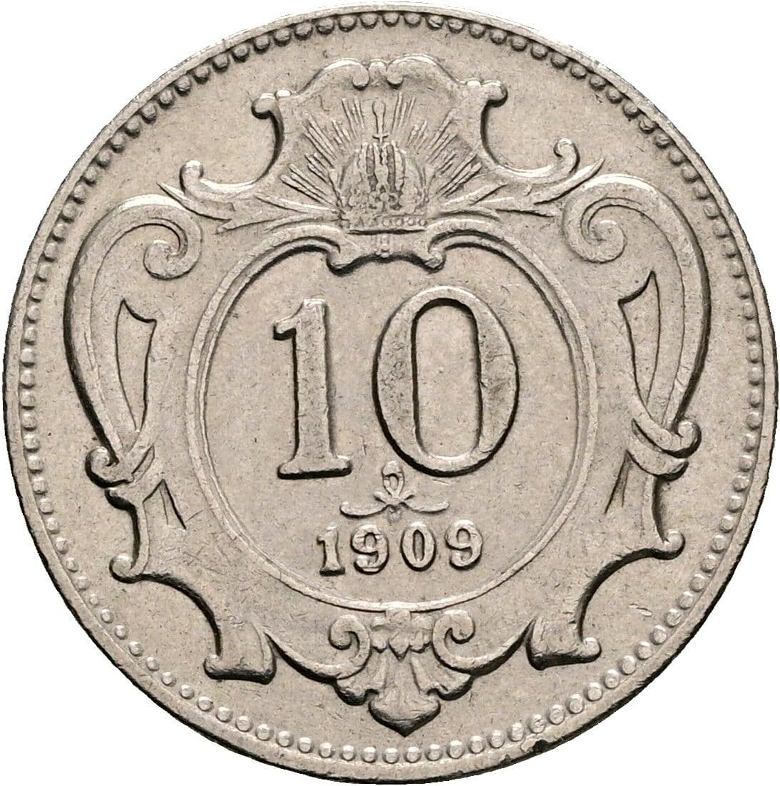 10 Heller Franz Joseph I. 1848-1916 1909, Wien – Vorderseite