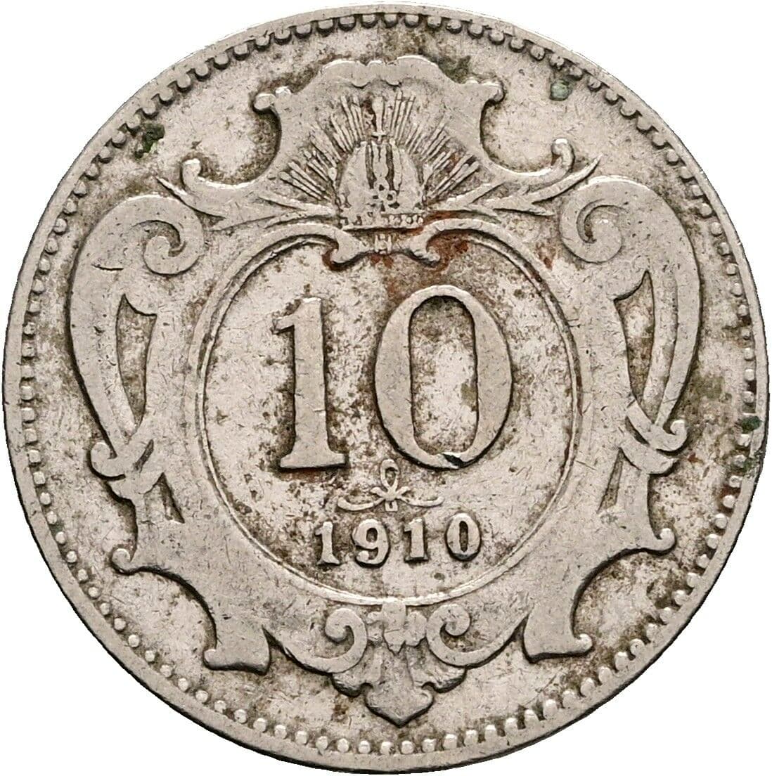 10 Heller Franz Joseph I. 1848-1916 1910, Wien – Vorderseite