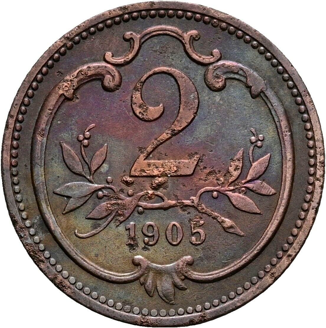 2 Heller Franz Joseph I. 1848-1916 1905, Wien – Vorderseite