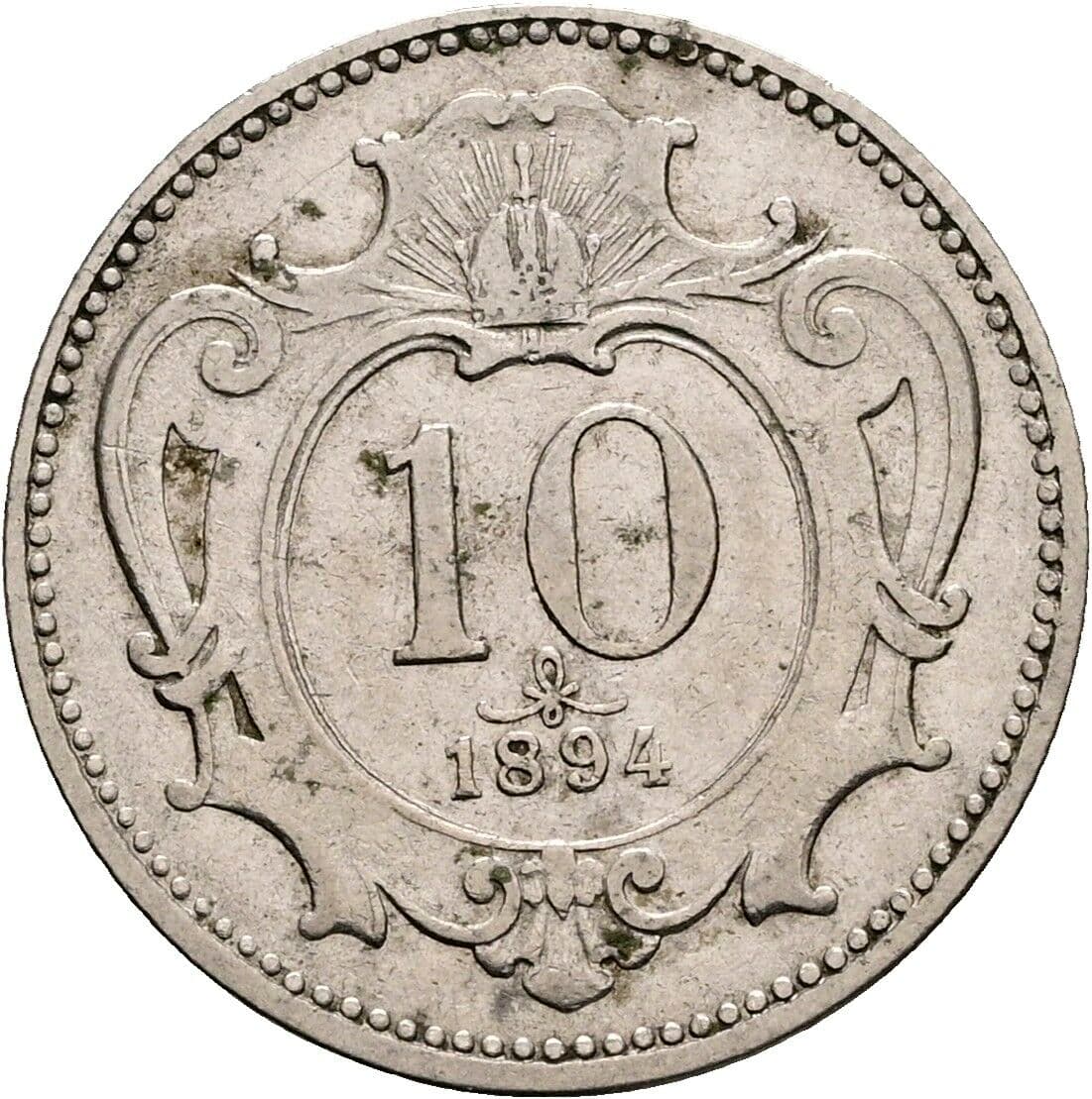 10 Heller Franz Joseph I. 1848-1916 1894, Wien – Vorderseite