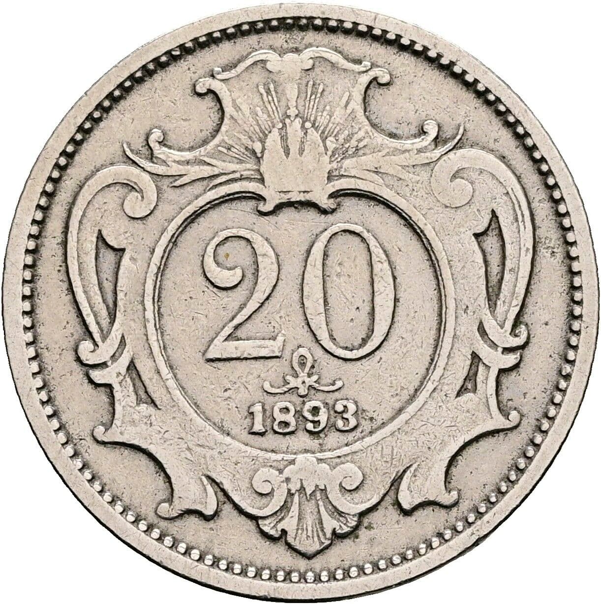 20 Heller Franz Joseph I. 1848-1916 1893, Wien – Vorderseite