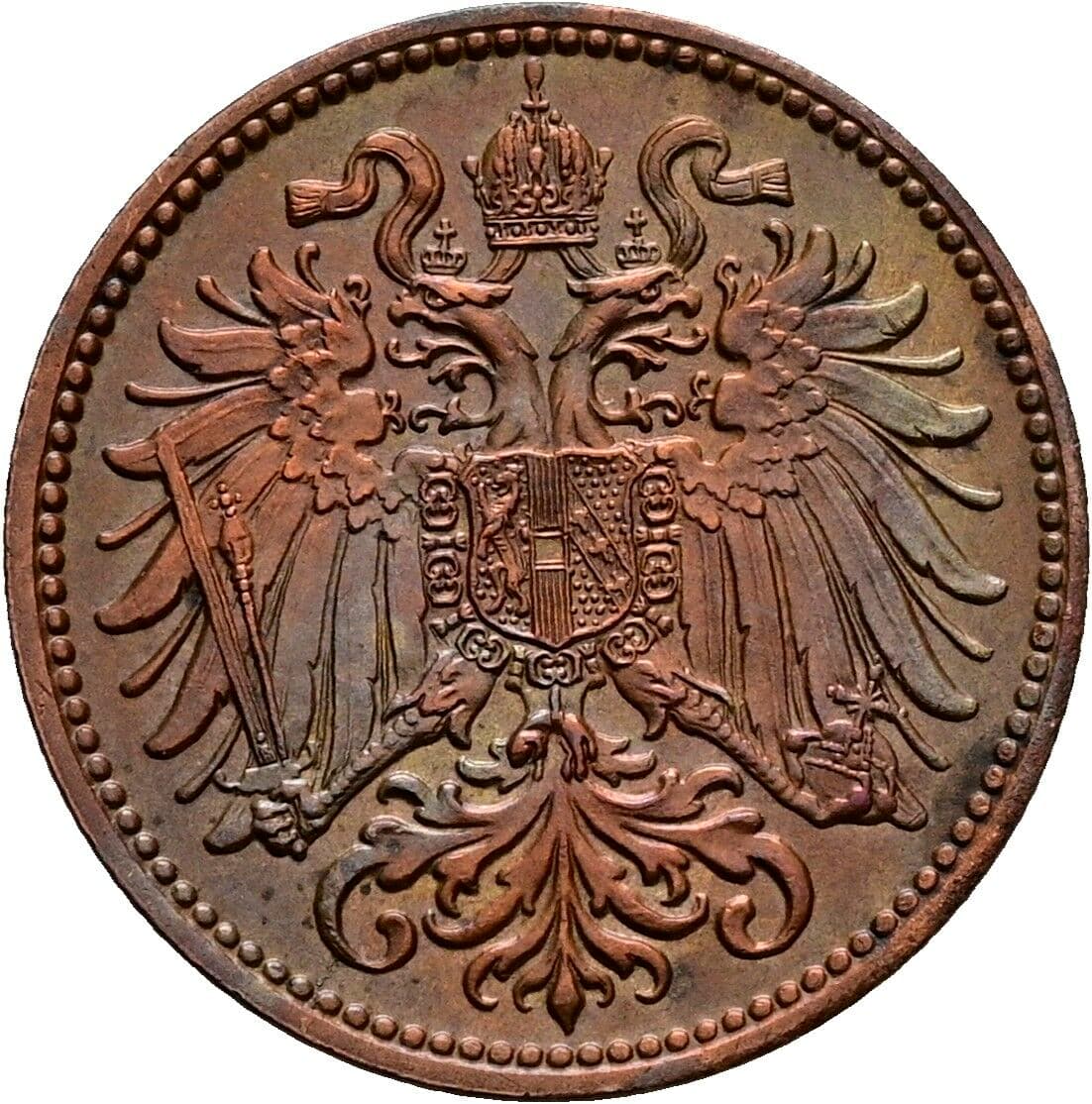 2 Heller Franz Joseph I. 1848-1916 1907, Wien – Rückseite