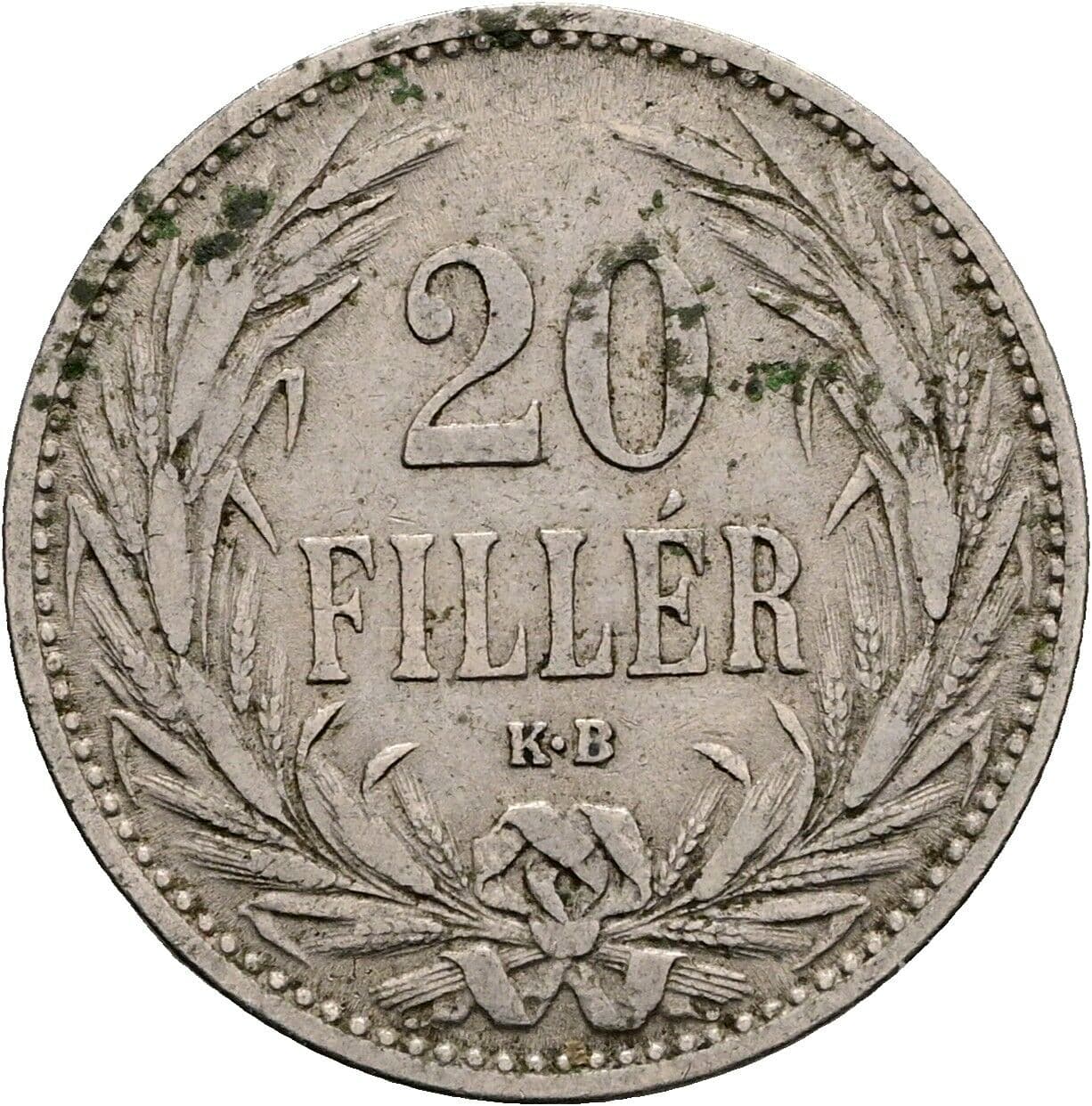 20 Filler Franz Joseph I. 1848-1916 1894 KB, Kremnitz – Vorderseite