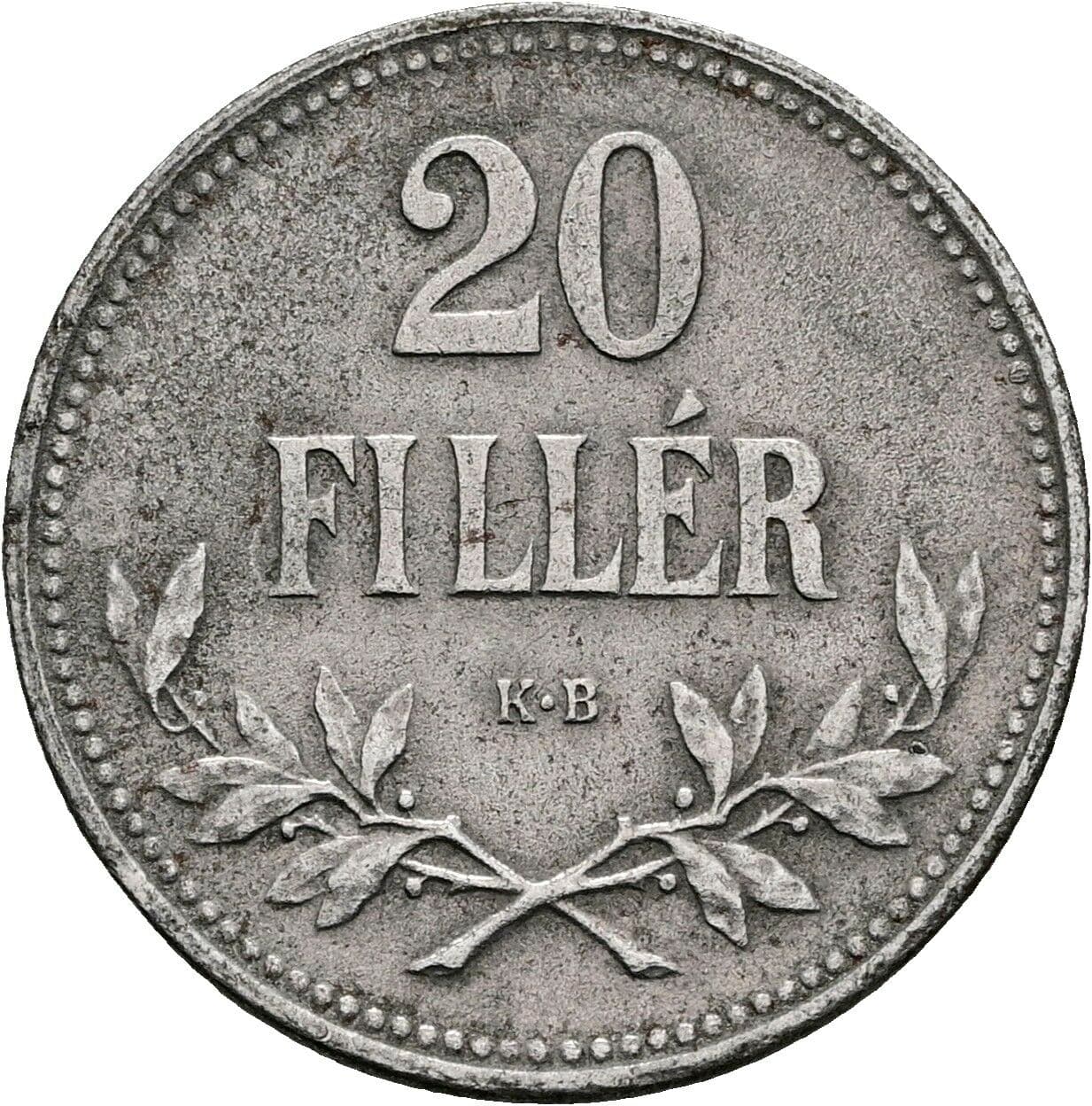 20 Filler Franz Joseph I. 1848-1916 1916 KB, Kremnitz – Vorderseite