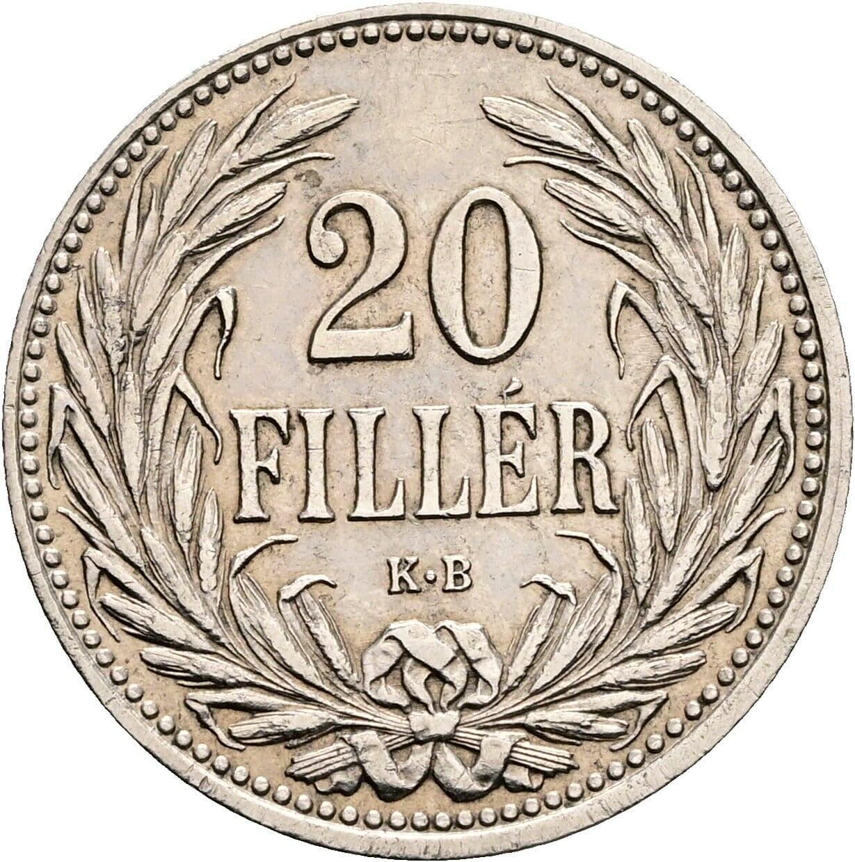 20 Filler Franz Joseph I. 1848-1916 1908 KB, Kremnitz – Vorderseite