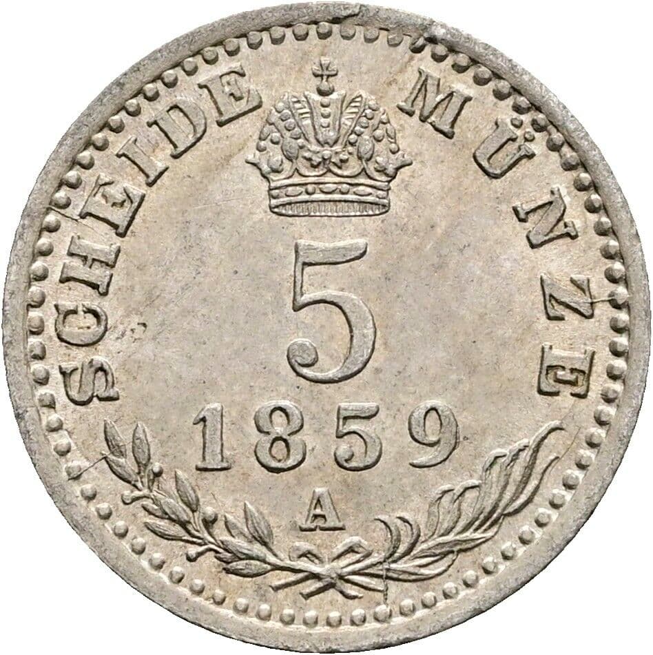 5 Kreuzer Franz Joseph I. 1848-1916 1859 A, Wien – Rückseite