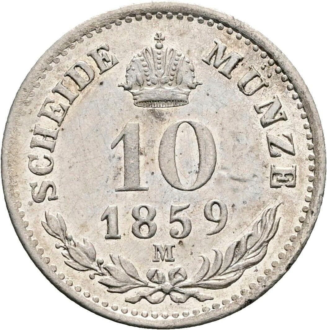 10 Kreuzer Franz Joseph I. 1848-1916 1859 M, Mailand – Rückseite