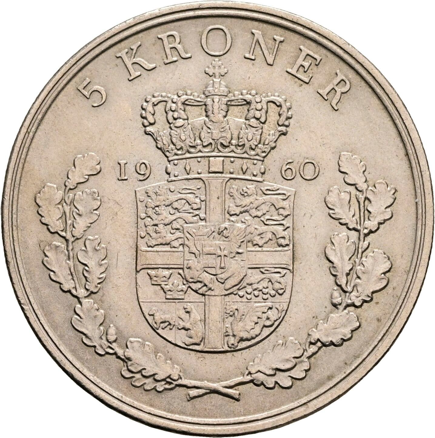5 Kroner Friedrich IX. (1947-1972) 1960 – Rückseite