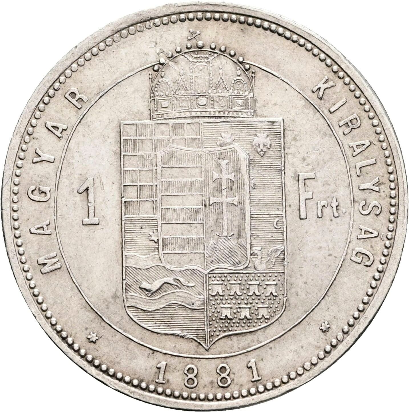 1 Forint Franz Joseph I. 1848-1916 1881 KB, Kremnitz – Rückseite