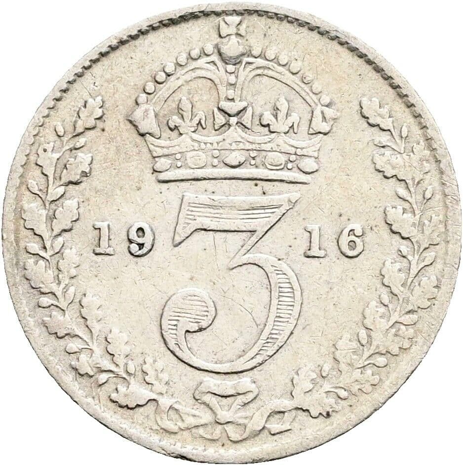 3 Pence Georg V. (1910-1936) 1916 – Rückseite